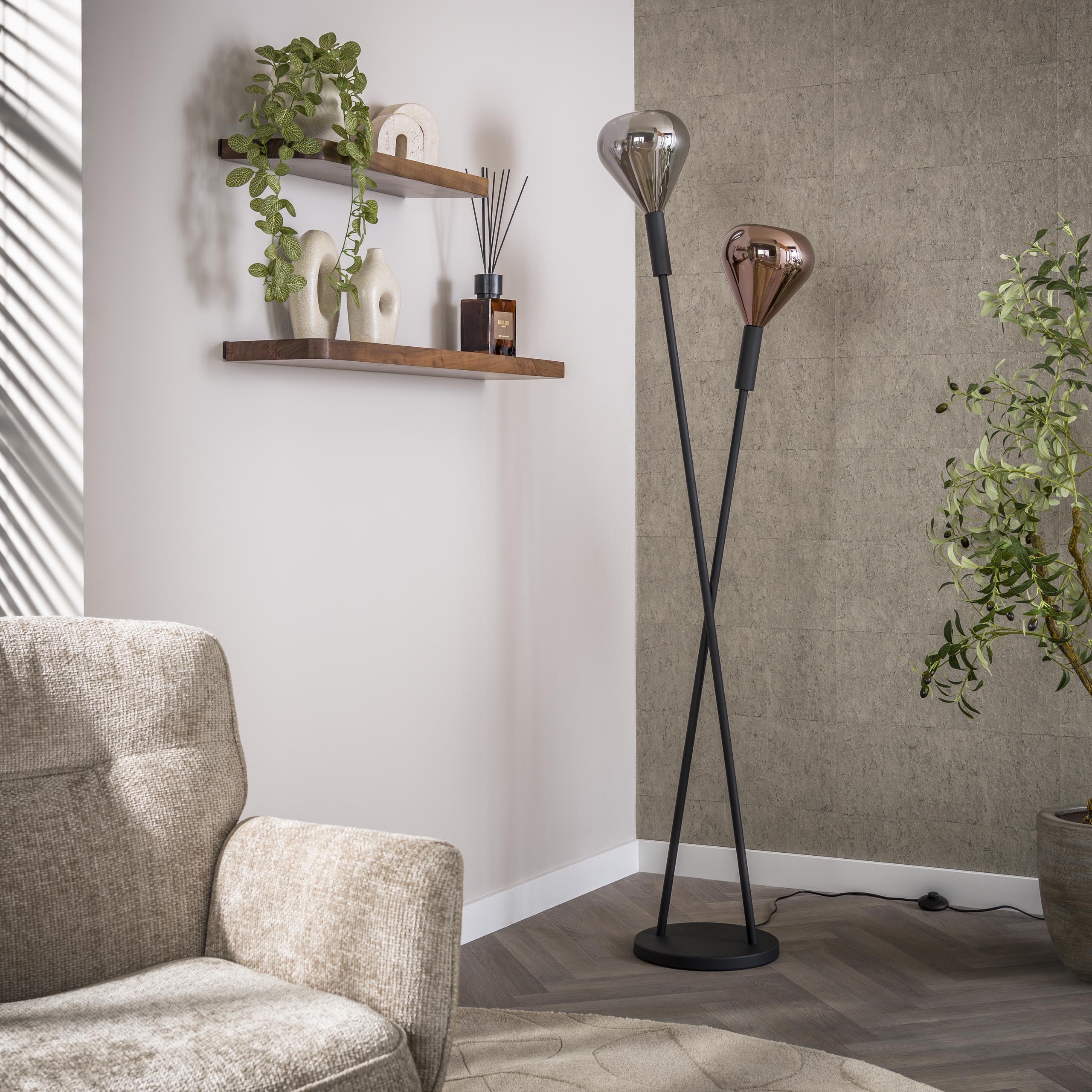 Floor lamp Wings 2-light - Black
