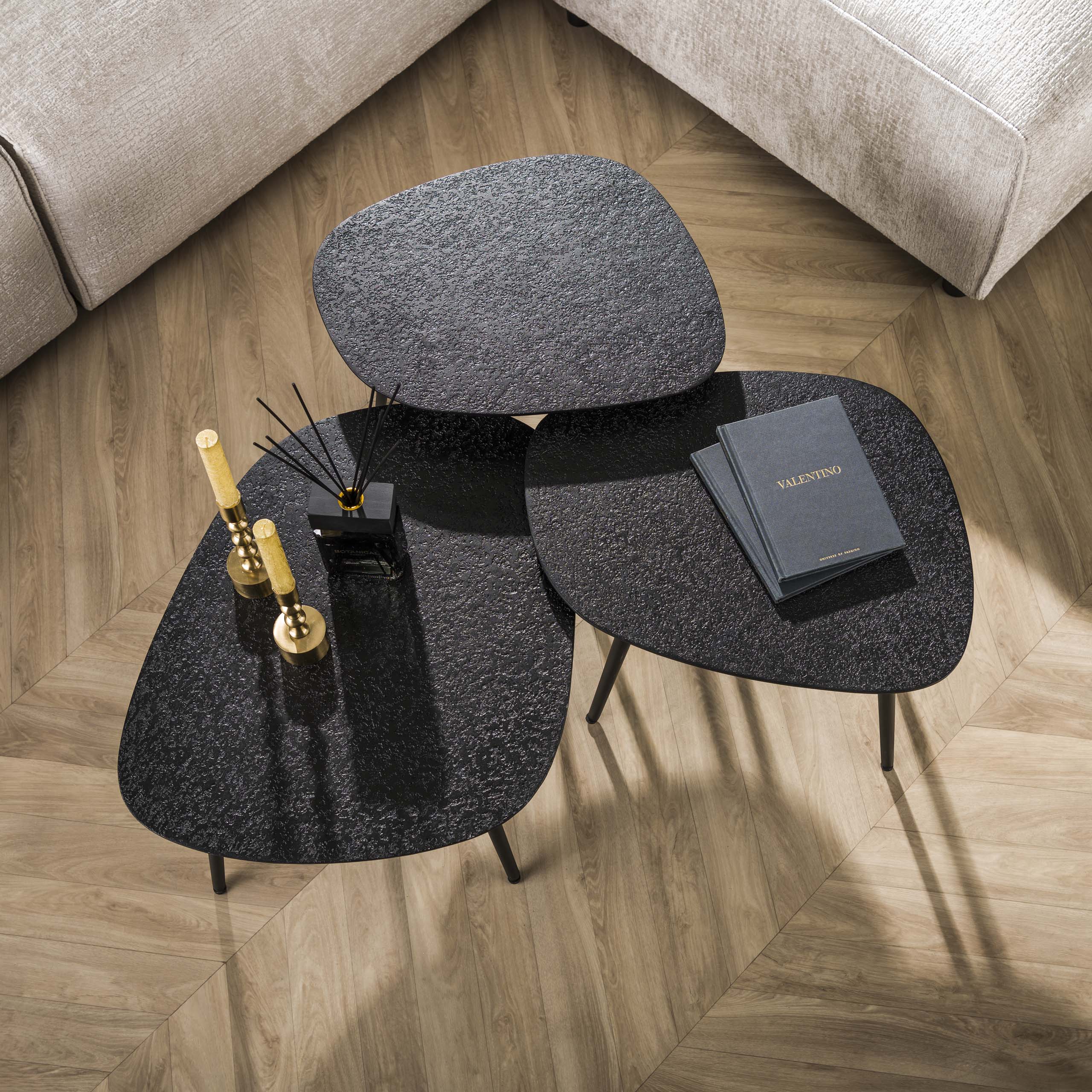 Coffee table Metallic quadrangular gray - Set of 3