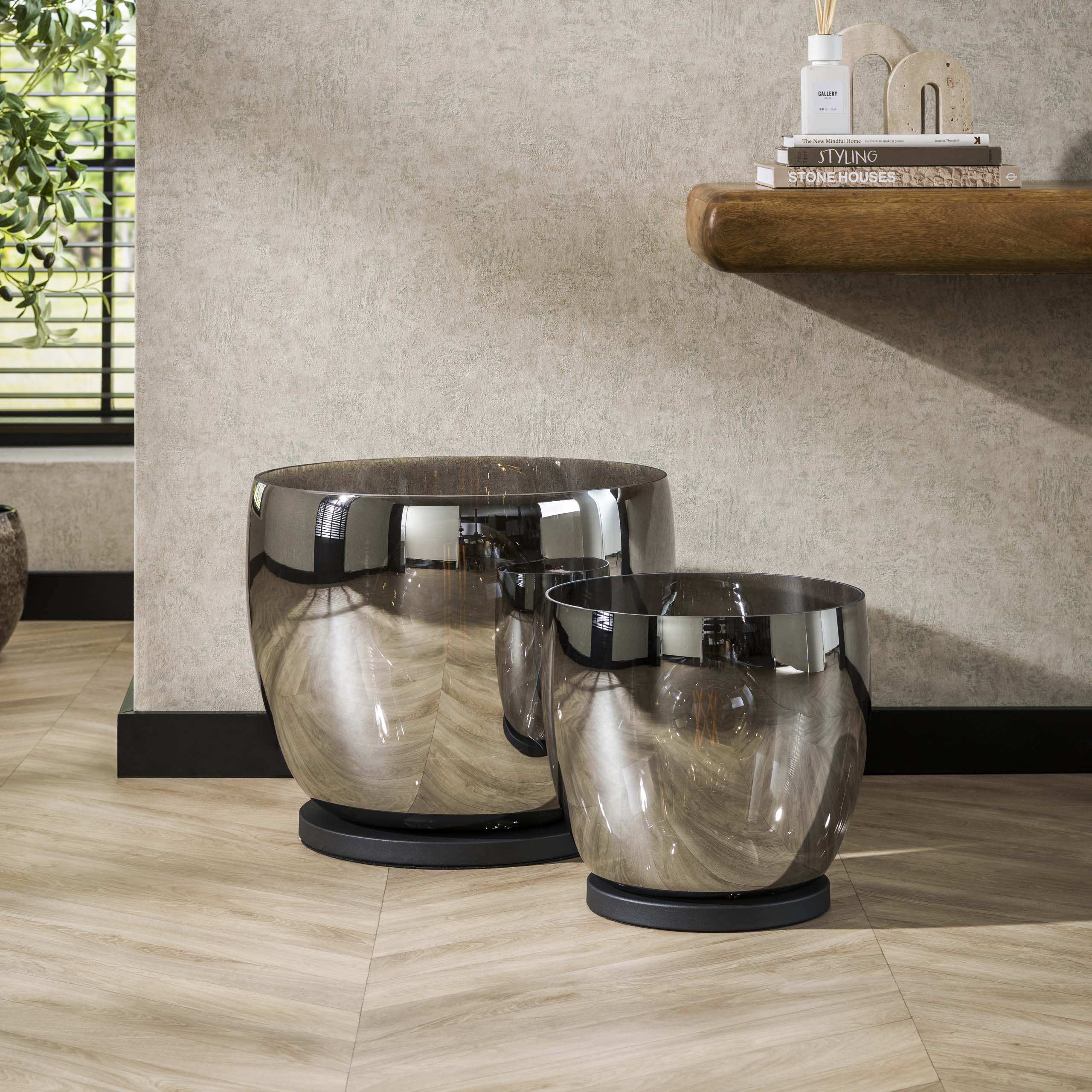 Floor lamp UP XXL 1-light - Smoke gray glass