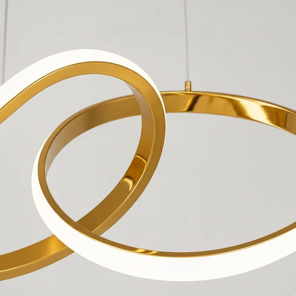 Hanging lamp Aurora – Design 5 rings Gold 120 cm
