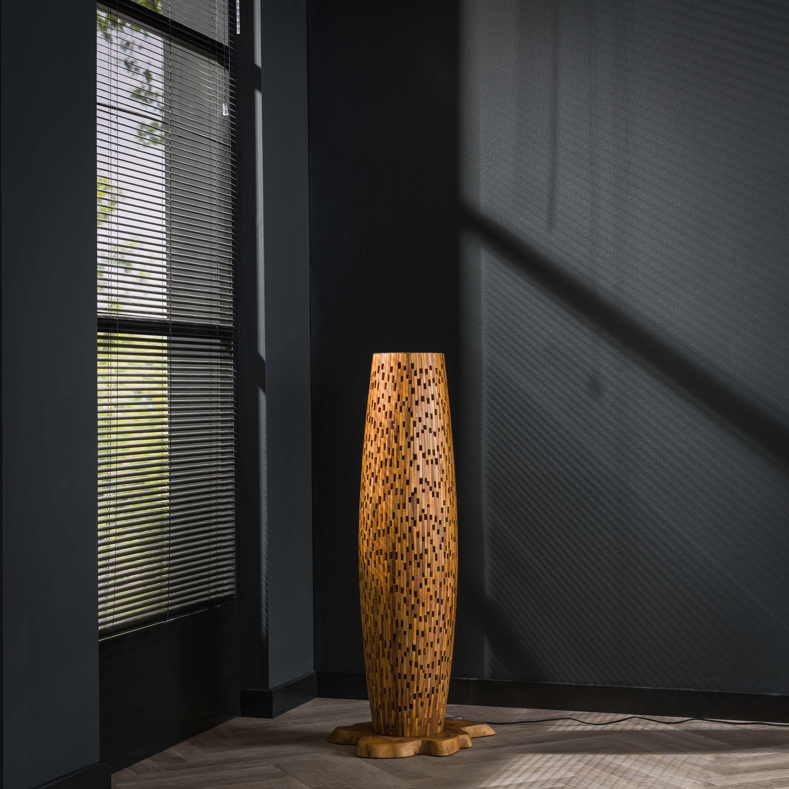 Floor lamp S bars / Solid recycled teak wood