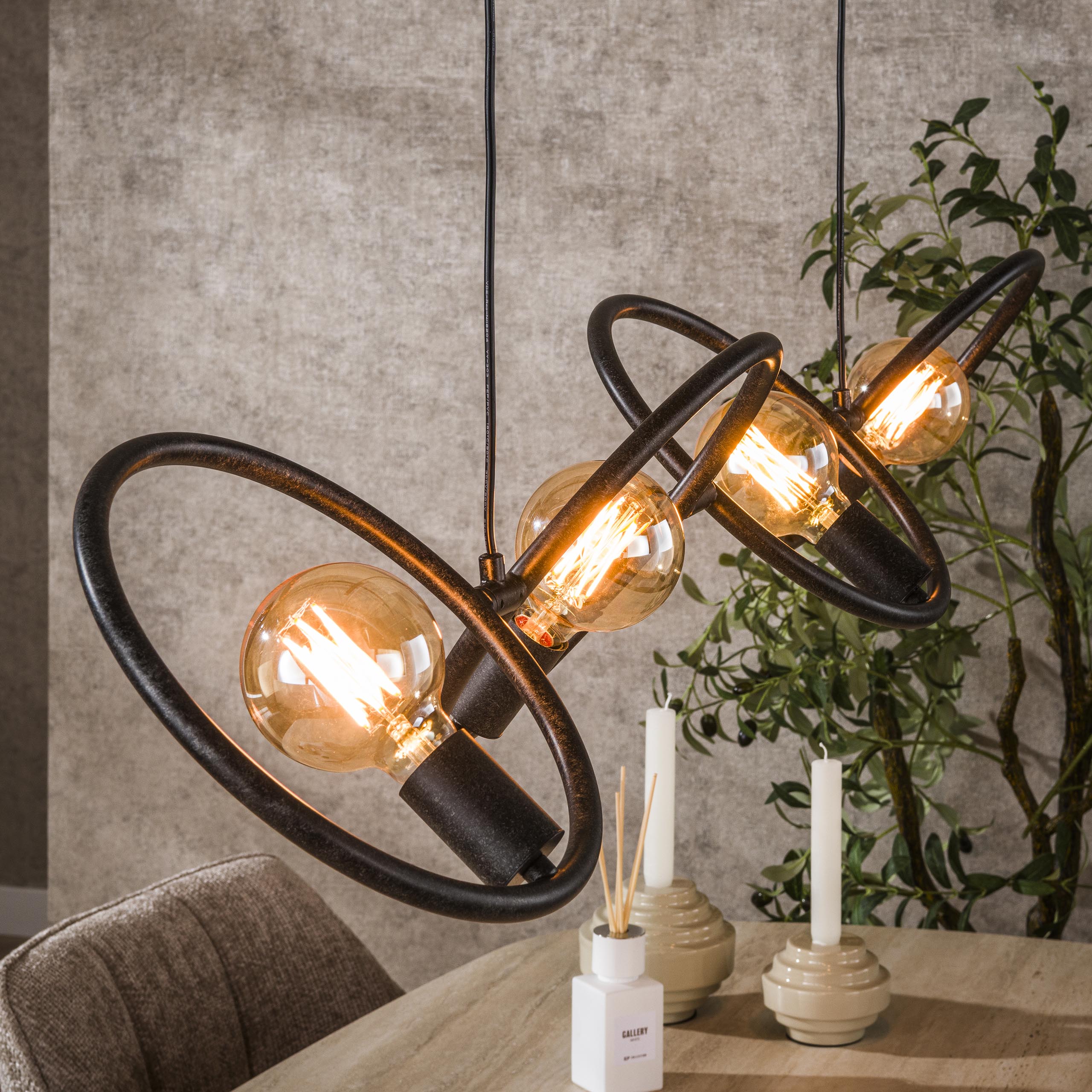 Hanging lamp Loop 4-light Artic black