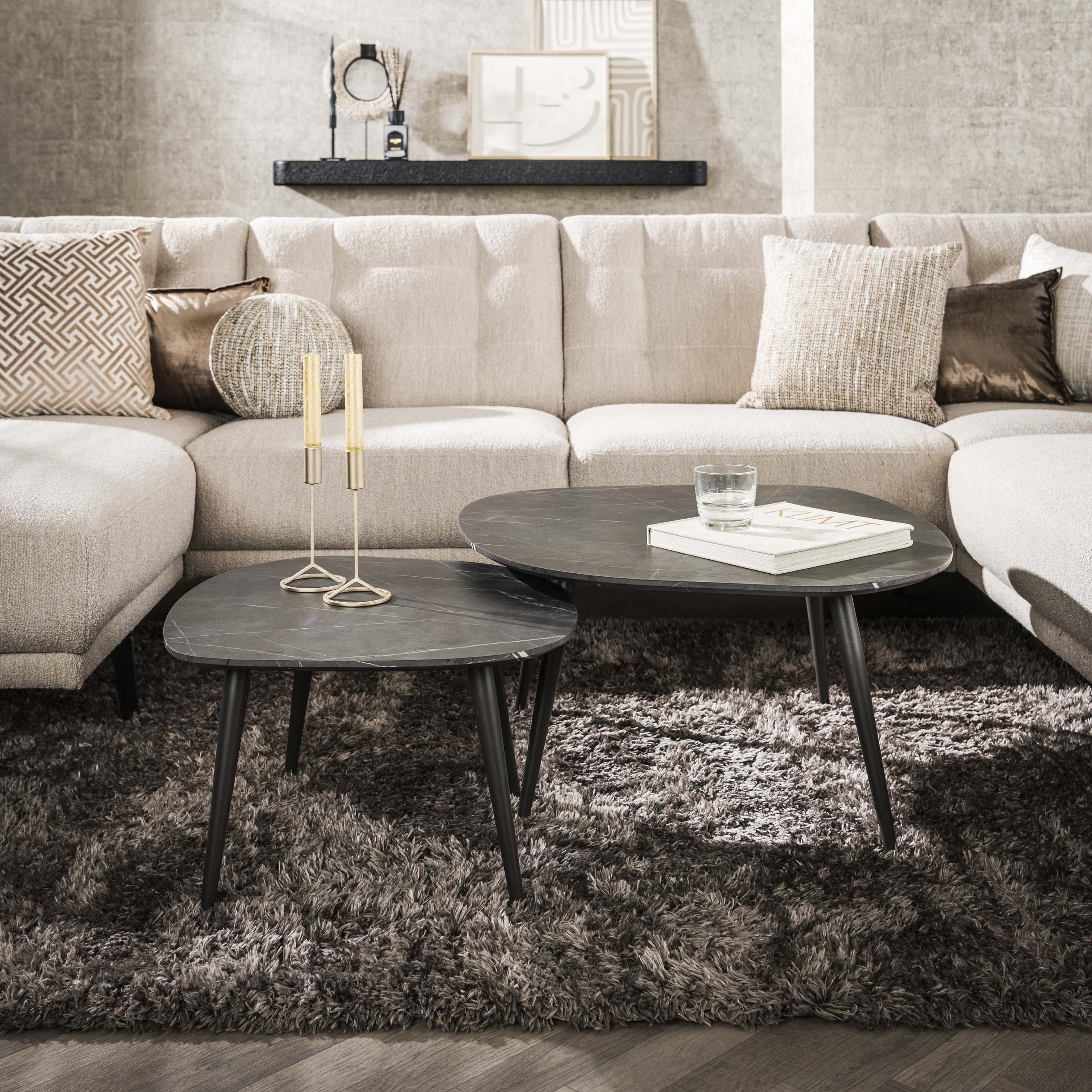 Coffee table set/2 rock organic / 3D black brown
