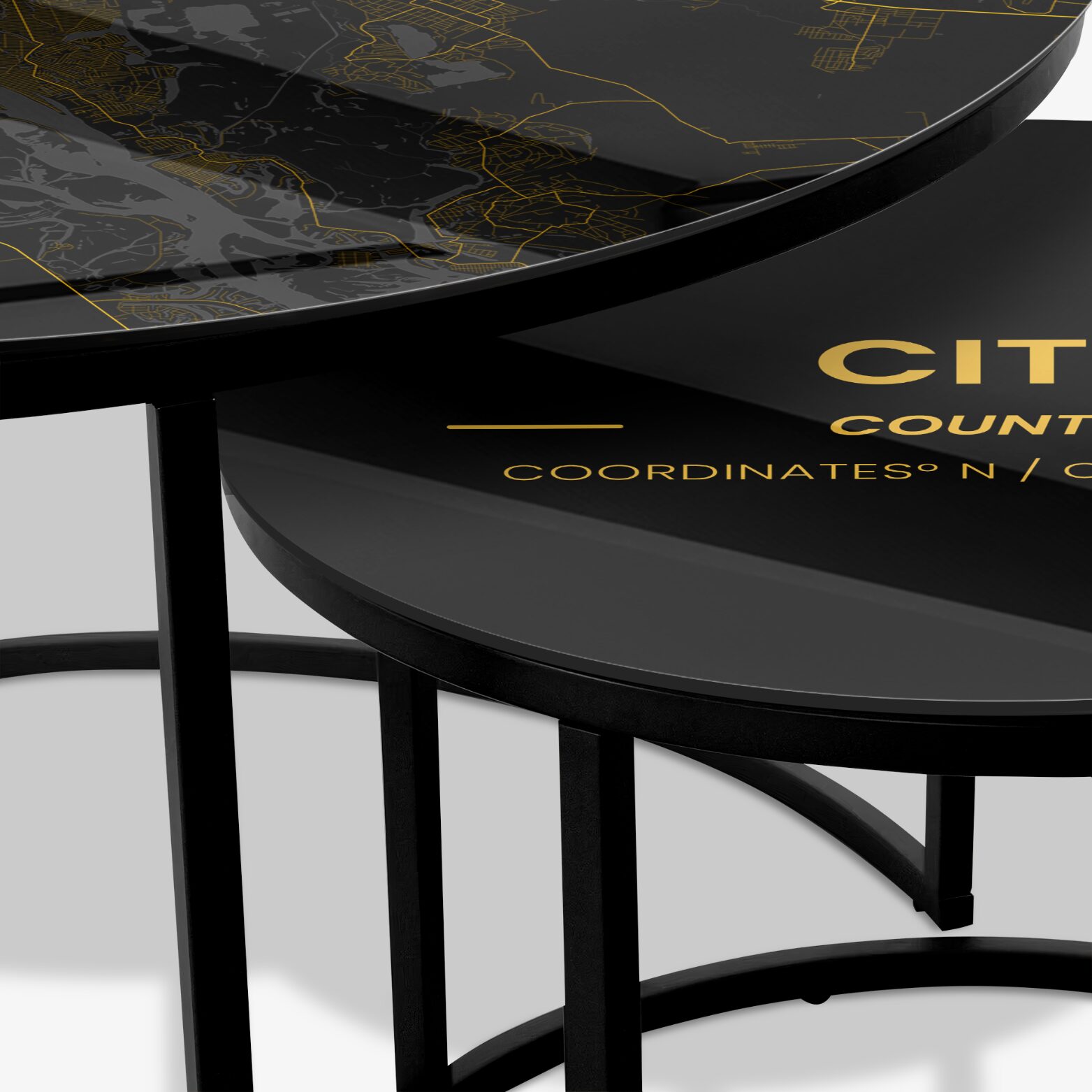 Coffee Table Black - Custom Golden City Map