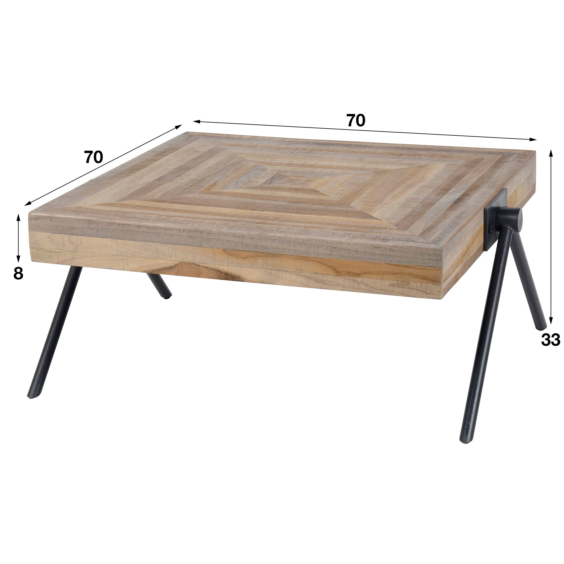Mesa de centro Teca balance 70x70 / Teca desgastada