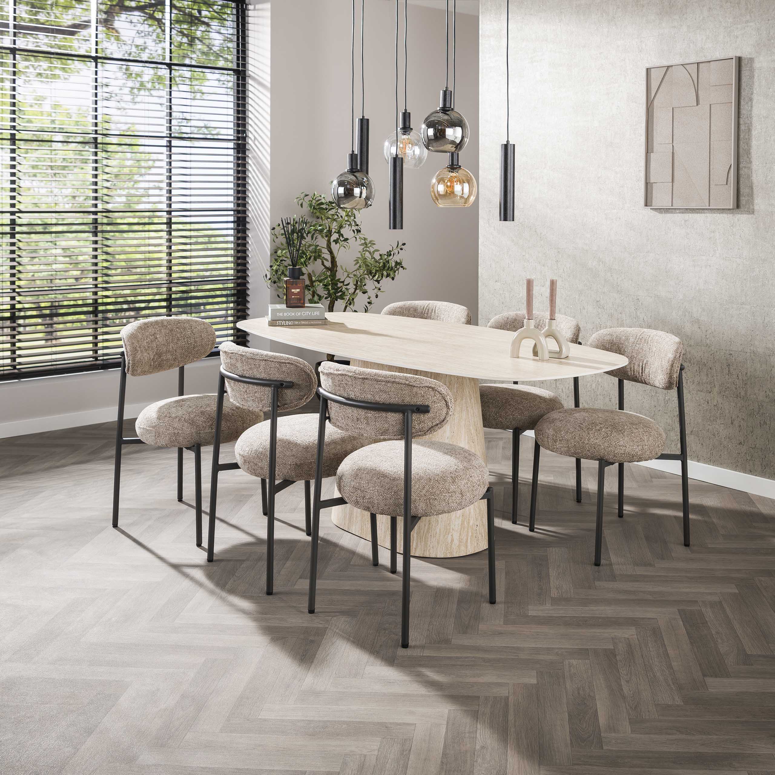 Dining table Centro Danish oval 180 cm - Ceramic travertine
