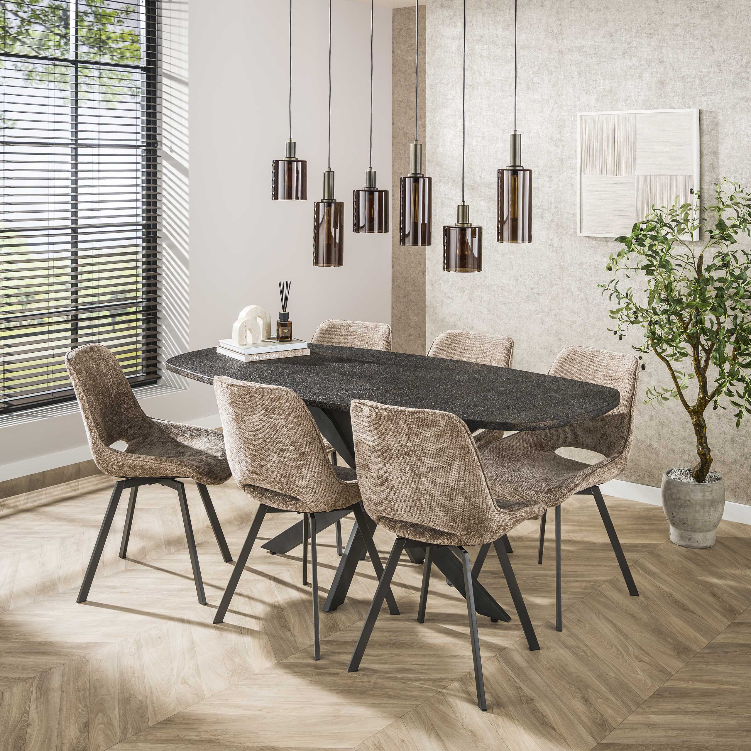 Dining table Metallic Danish oval 180 cm - Gray