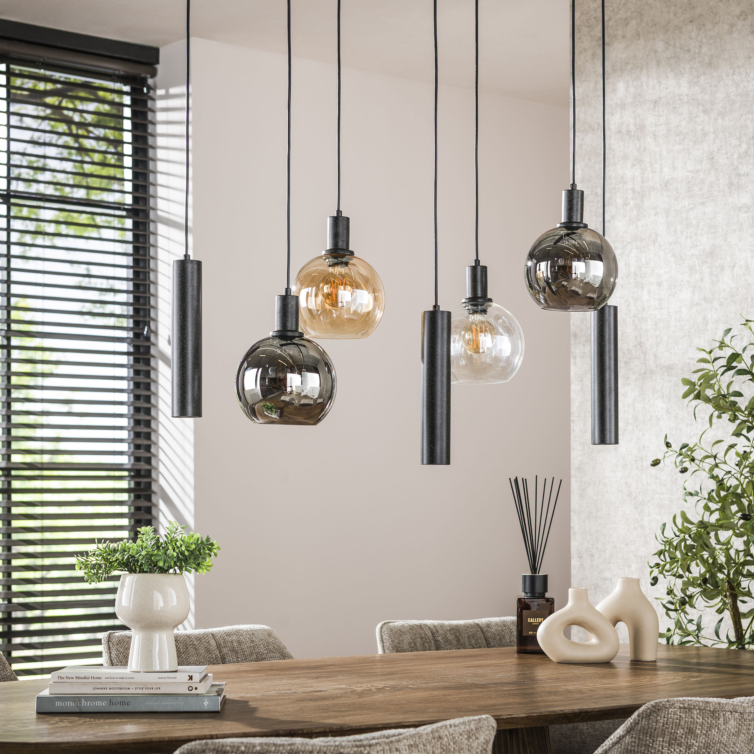 Lámpara colgante Sfera Tricolore 4+3 - Negro ártico