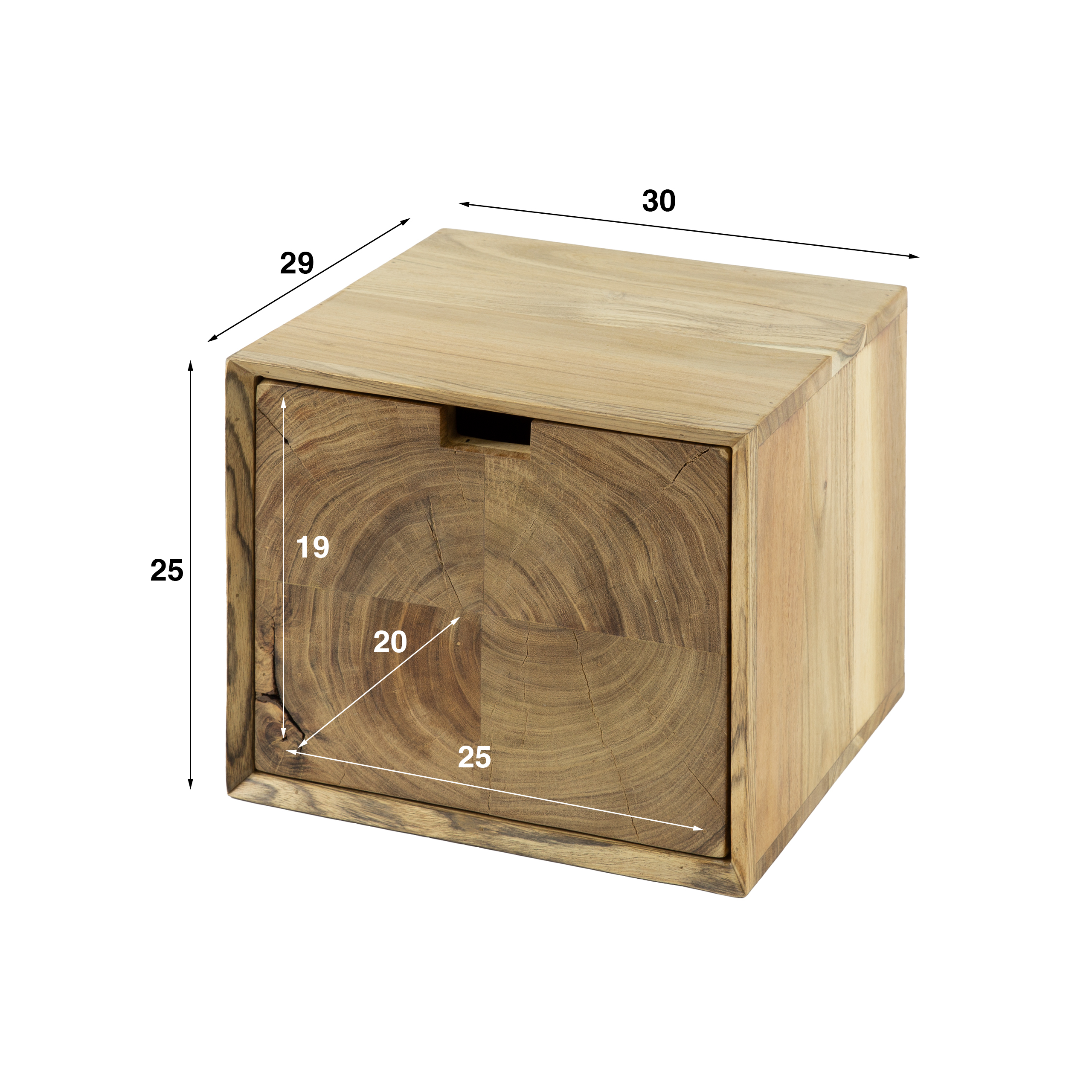 Bedside table Block floating 1 drawer - Solid acacia