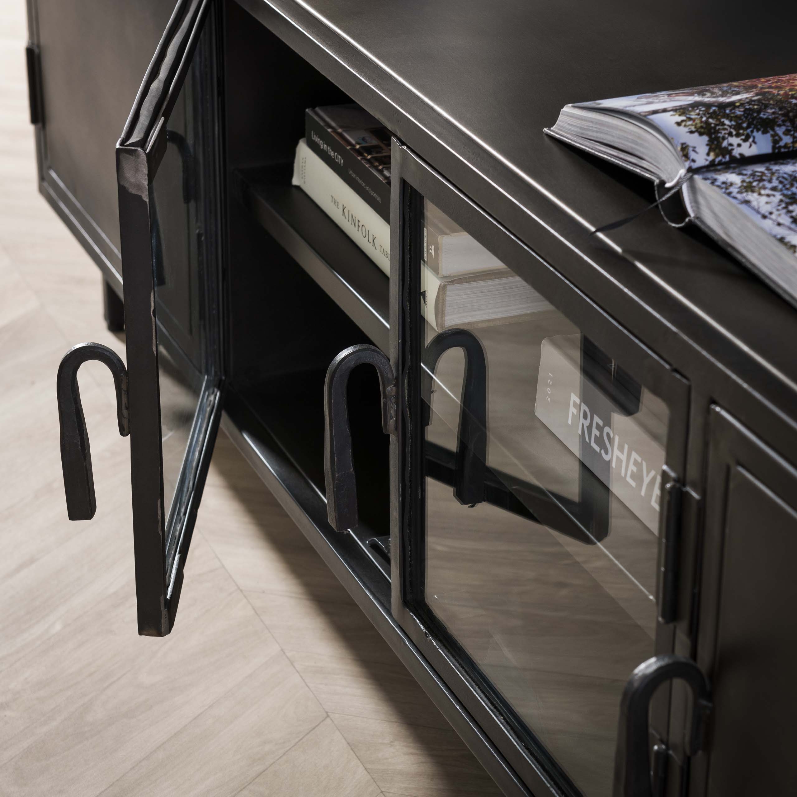 TV cabinet 180cm Rift metal / Gun metal