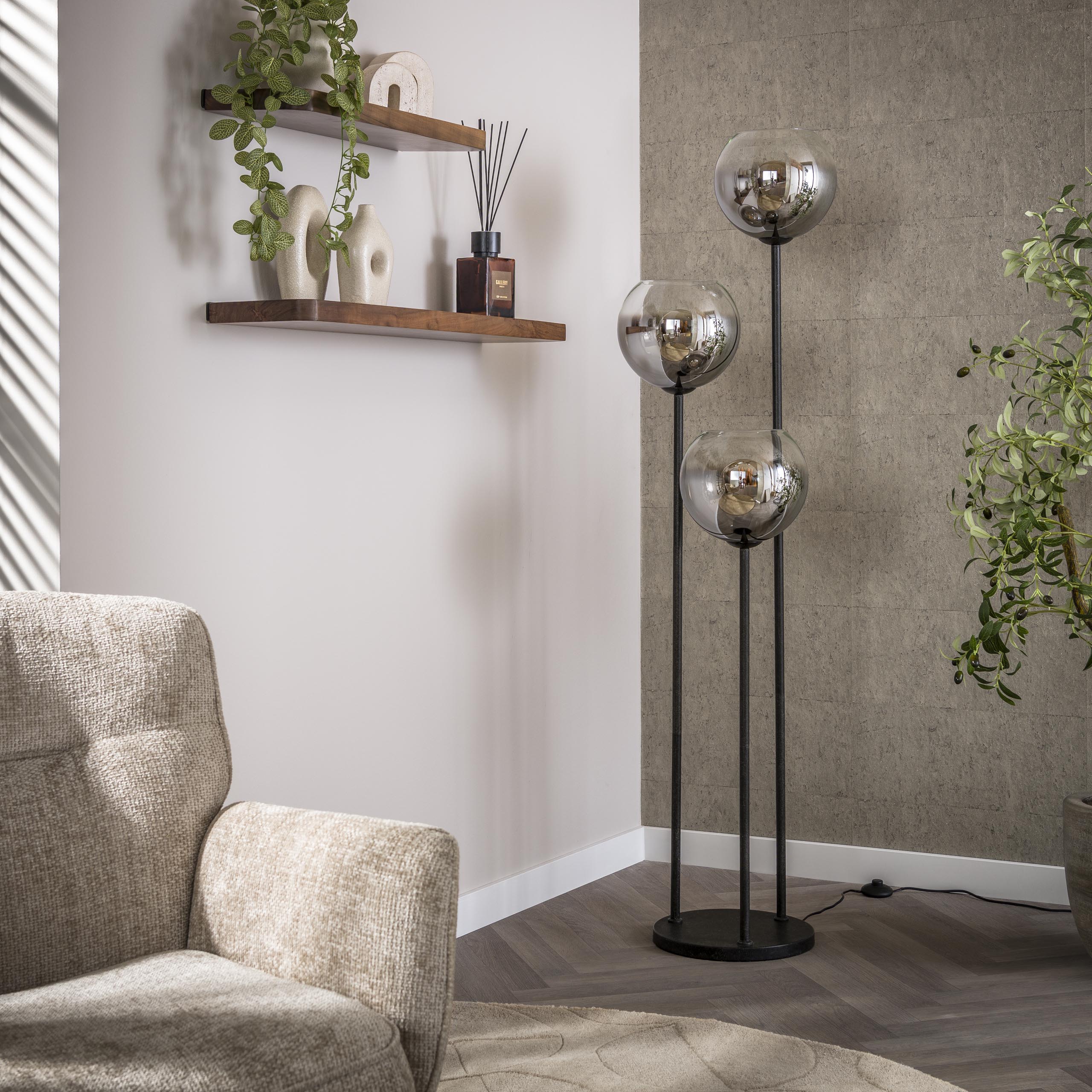 Floor lamp Bubble Shaded 3-light - Artic black