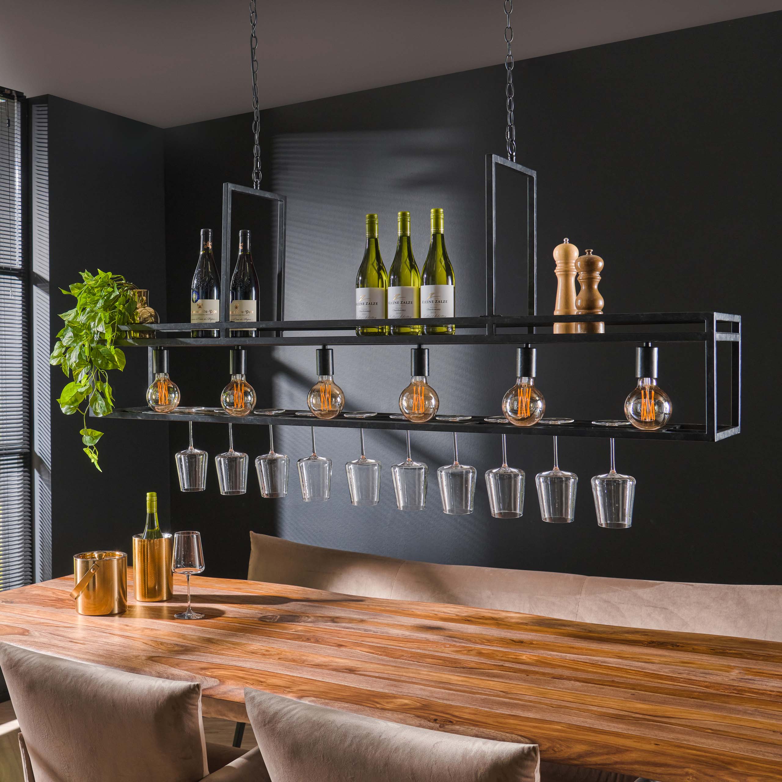 Lámpara colgante 6L decorar/Carbón