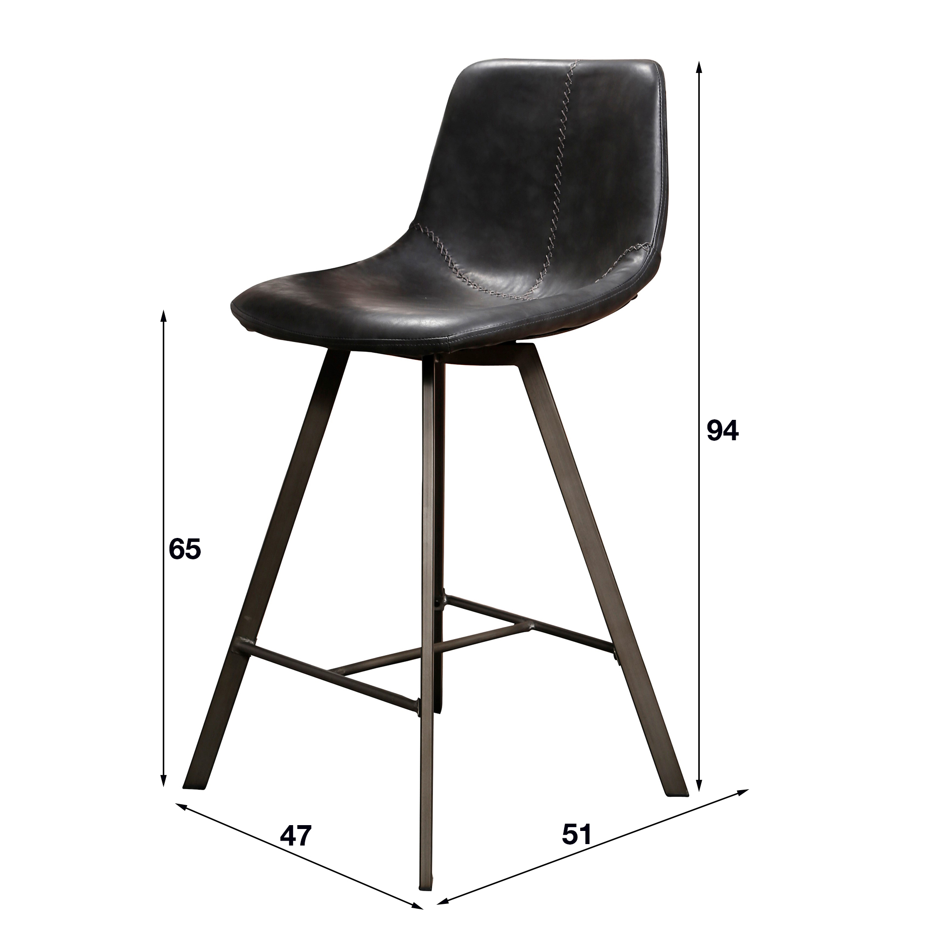 Bar chair Zig-Zag - packed per 4 - Saddle PU black