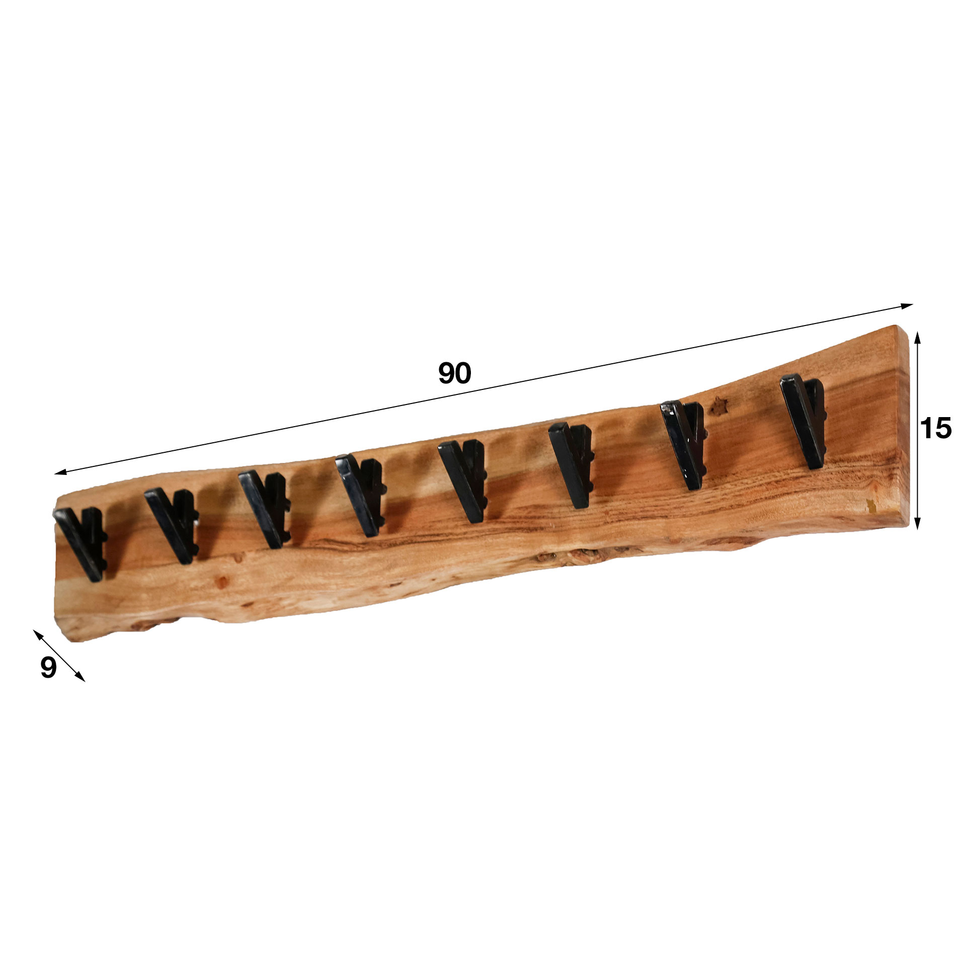 Coat rack Long Wood 8 hooks