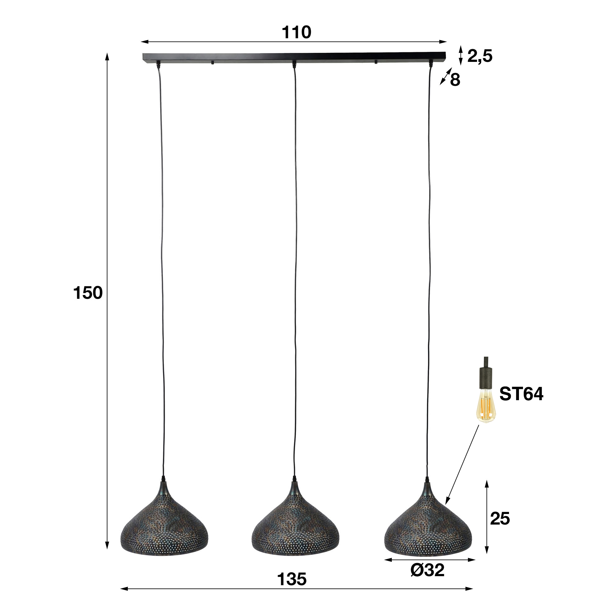 Hanging lamp 3L Punch Hopper