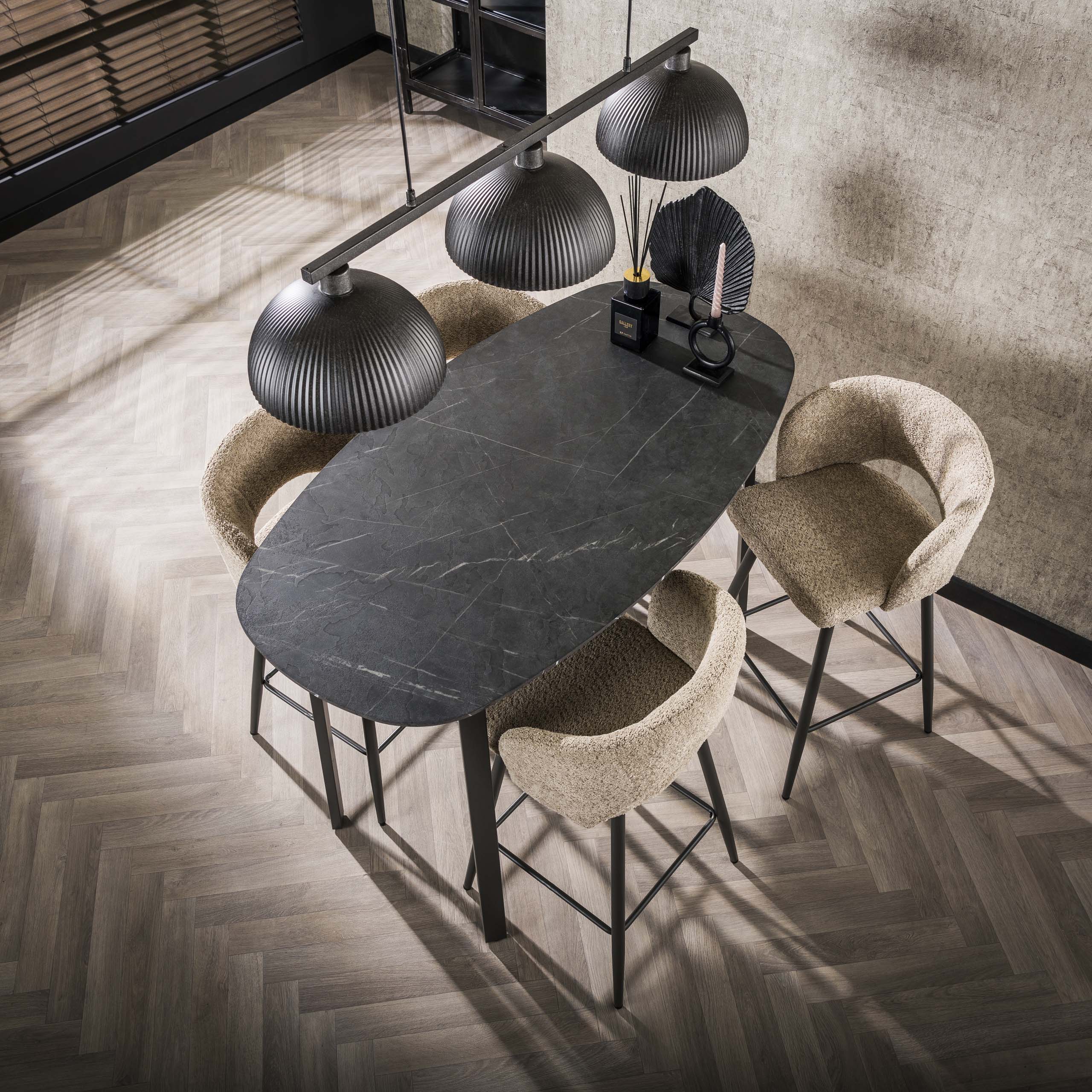 Bar table Onyx danish oval 140 cm - 3D melamine graphite