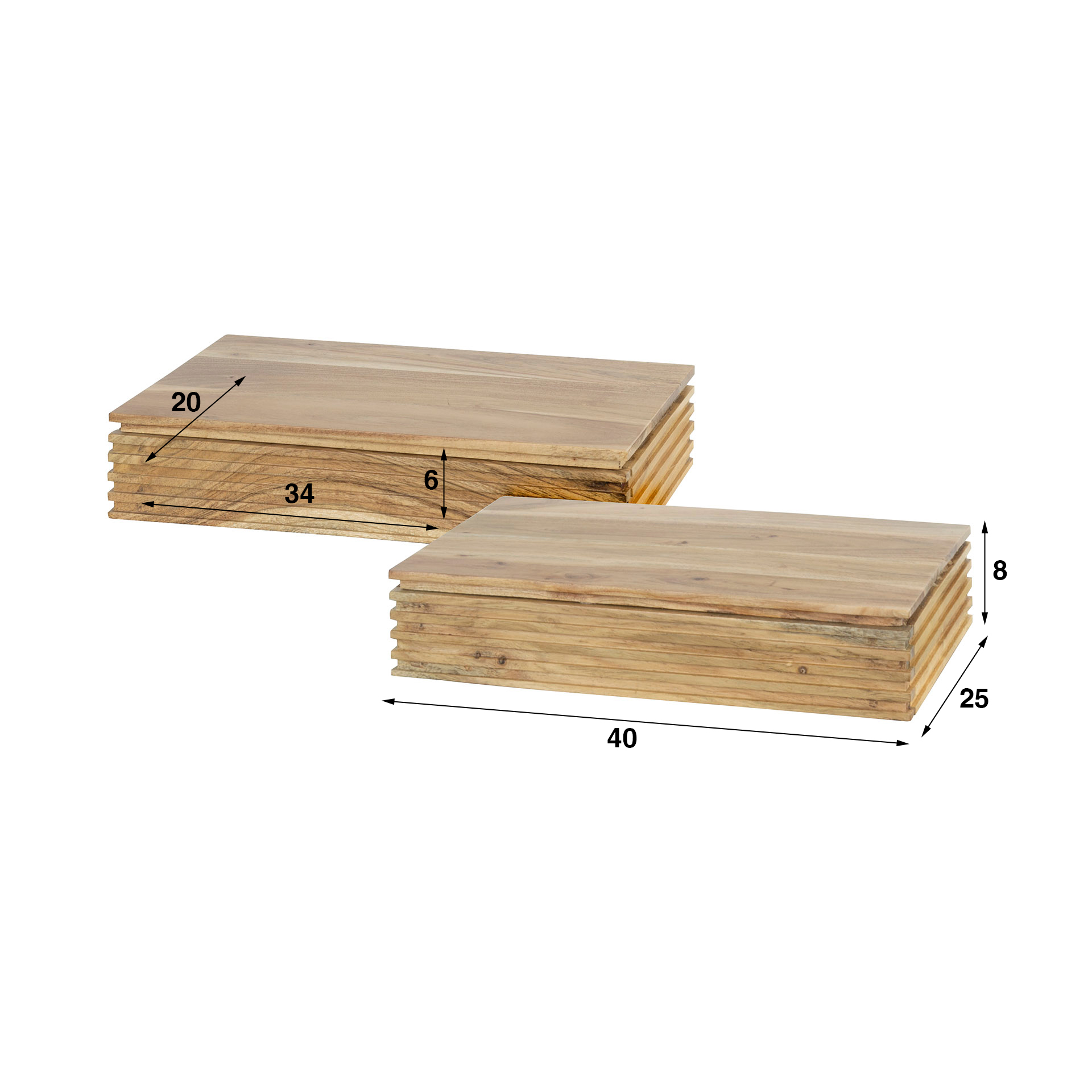 Mesita de noche Layer L 1 cajón - juego de 2 - Acacia maciza