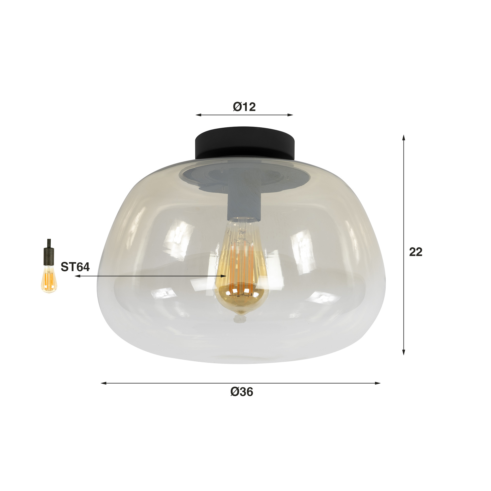 Ceiling lamp Pulse Shaded 1-light - amber glass
