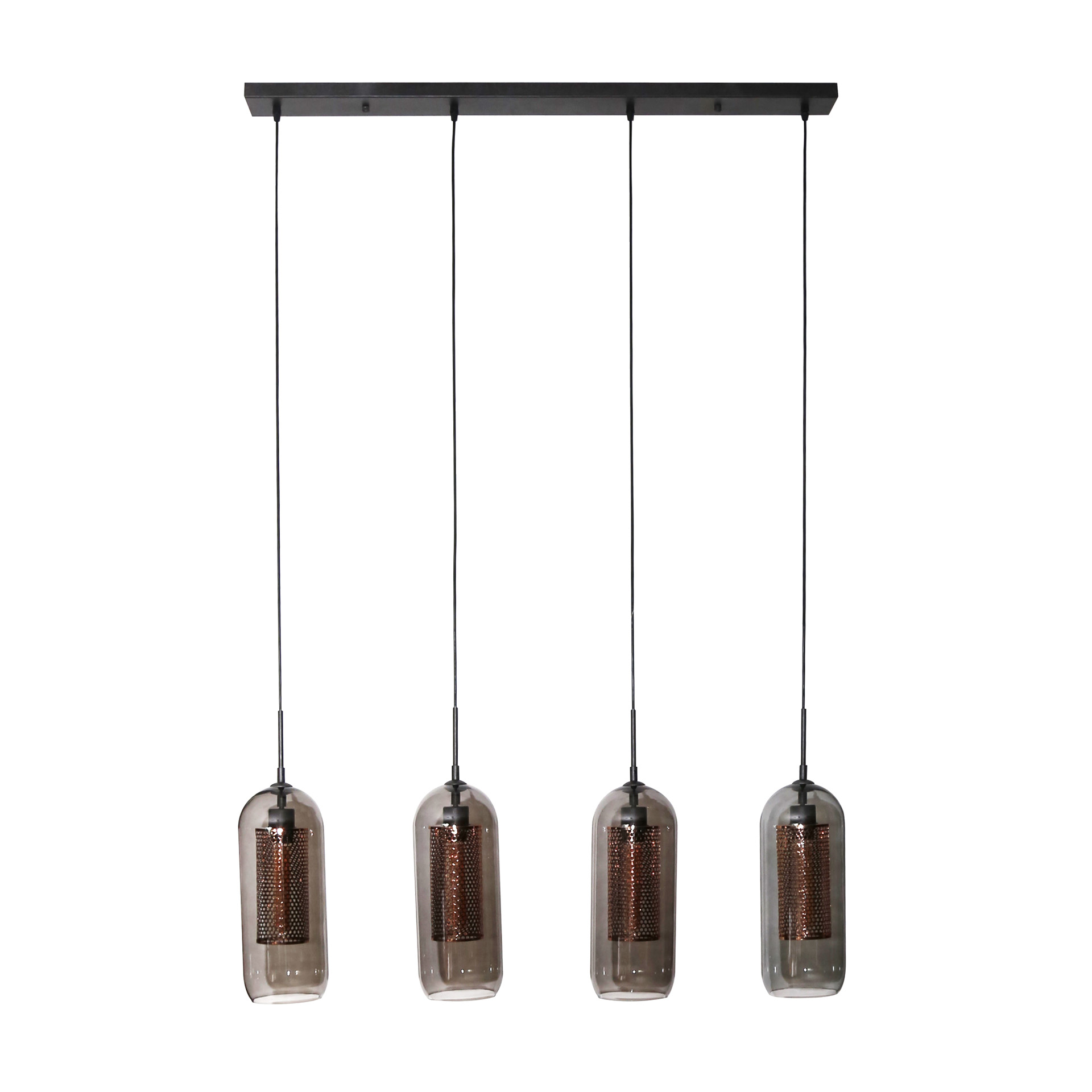 Hanging lamp 4L smoke glass-perforated steel / Artic black