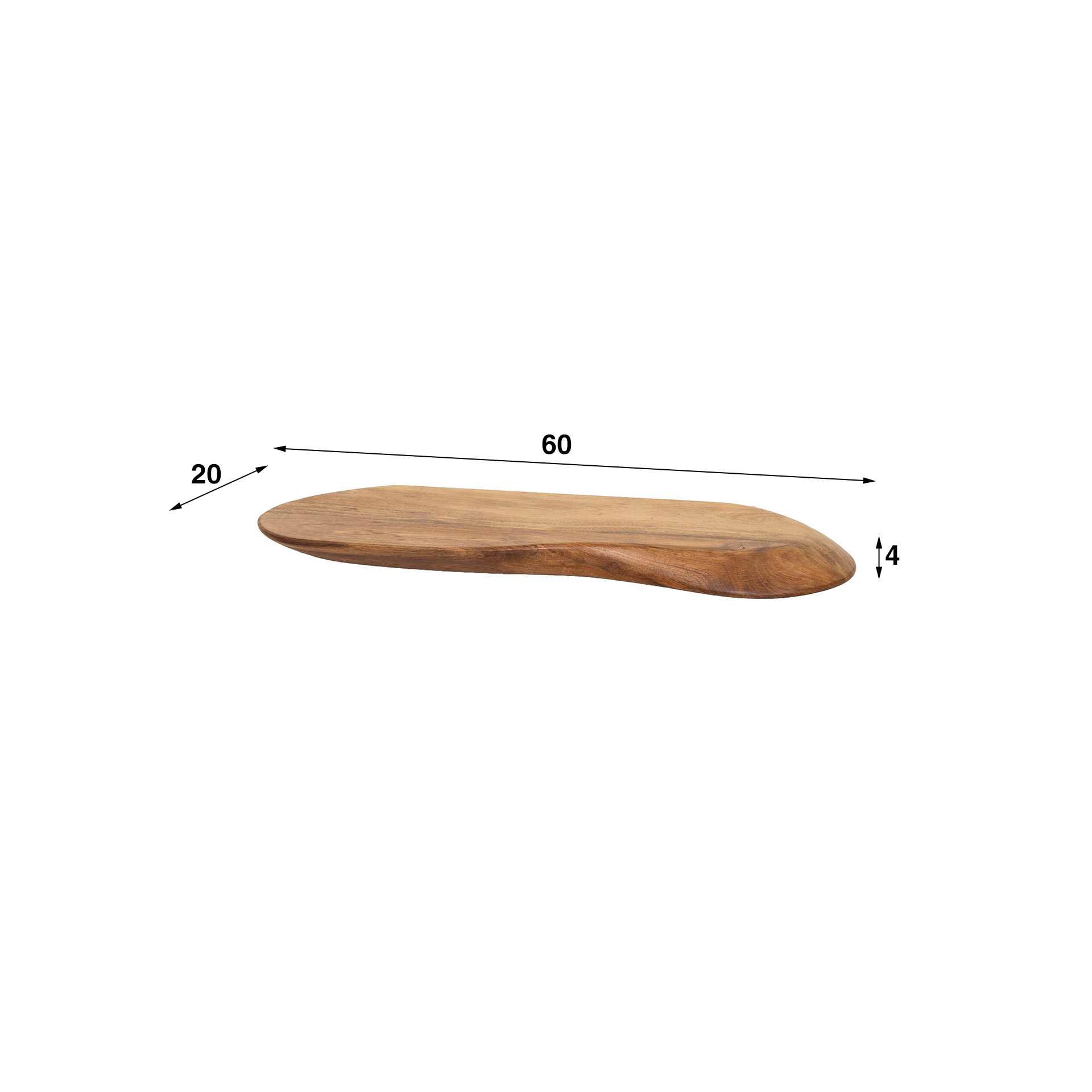Wall shelf Organic 60 cm - Solid acacia