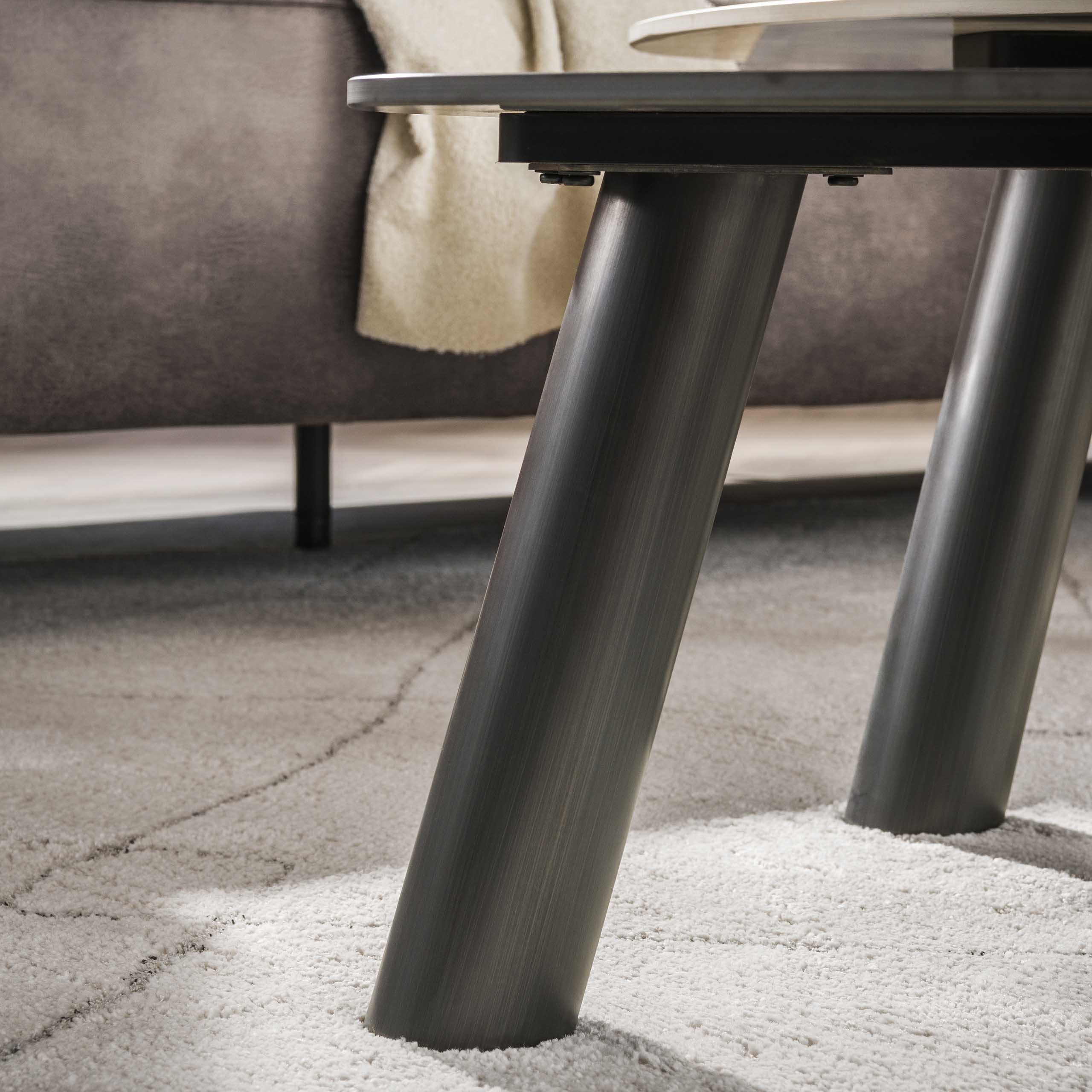 Coffee table Twin Log 3D ceramic travertine - Set of 2
