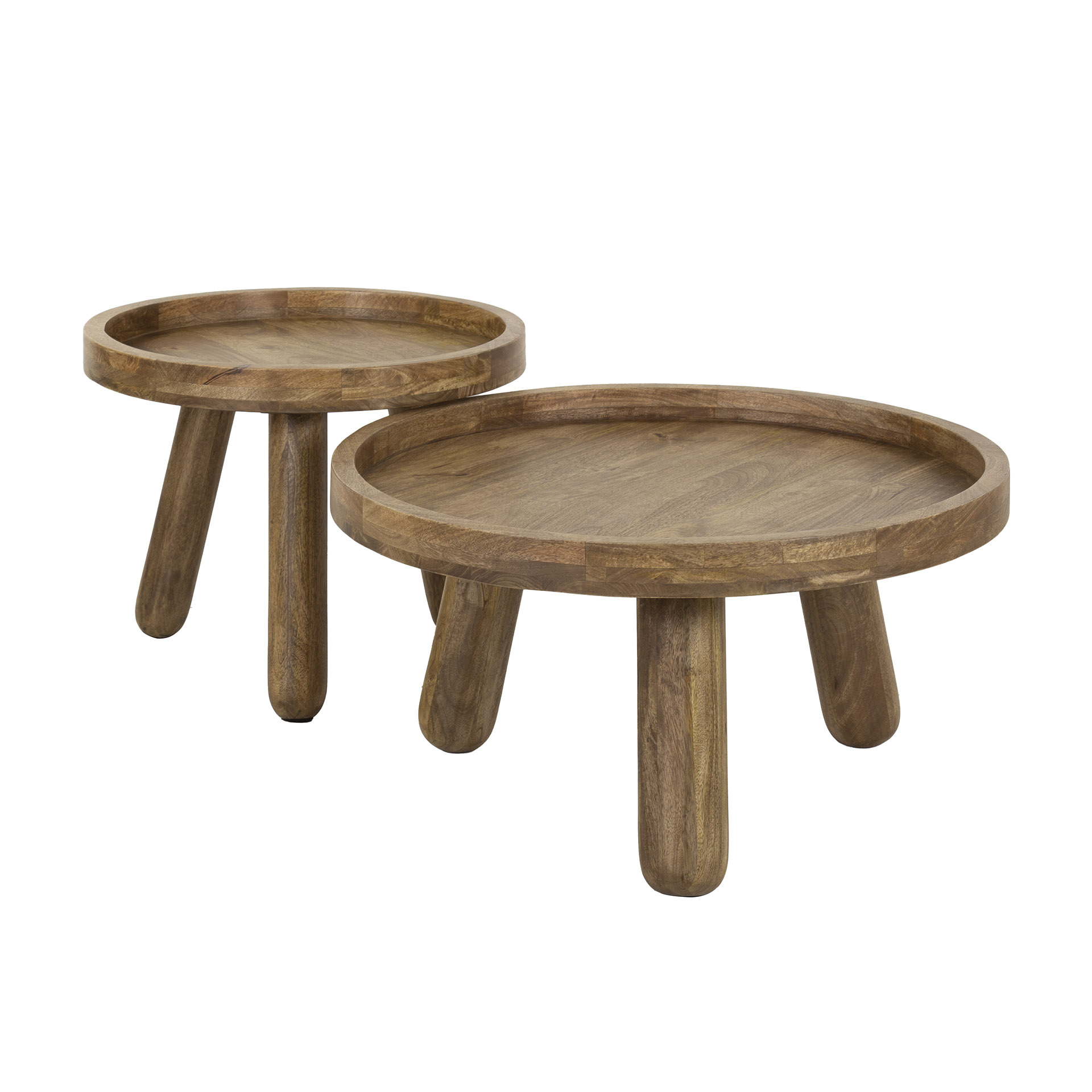 Tripod coffee table - set of 2 - Solid mango sand color
