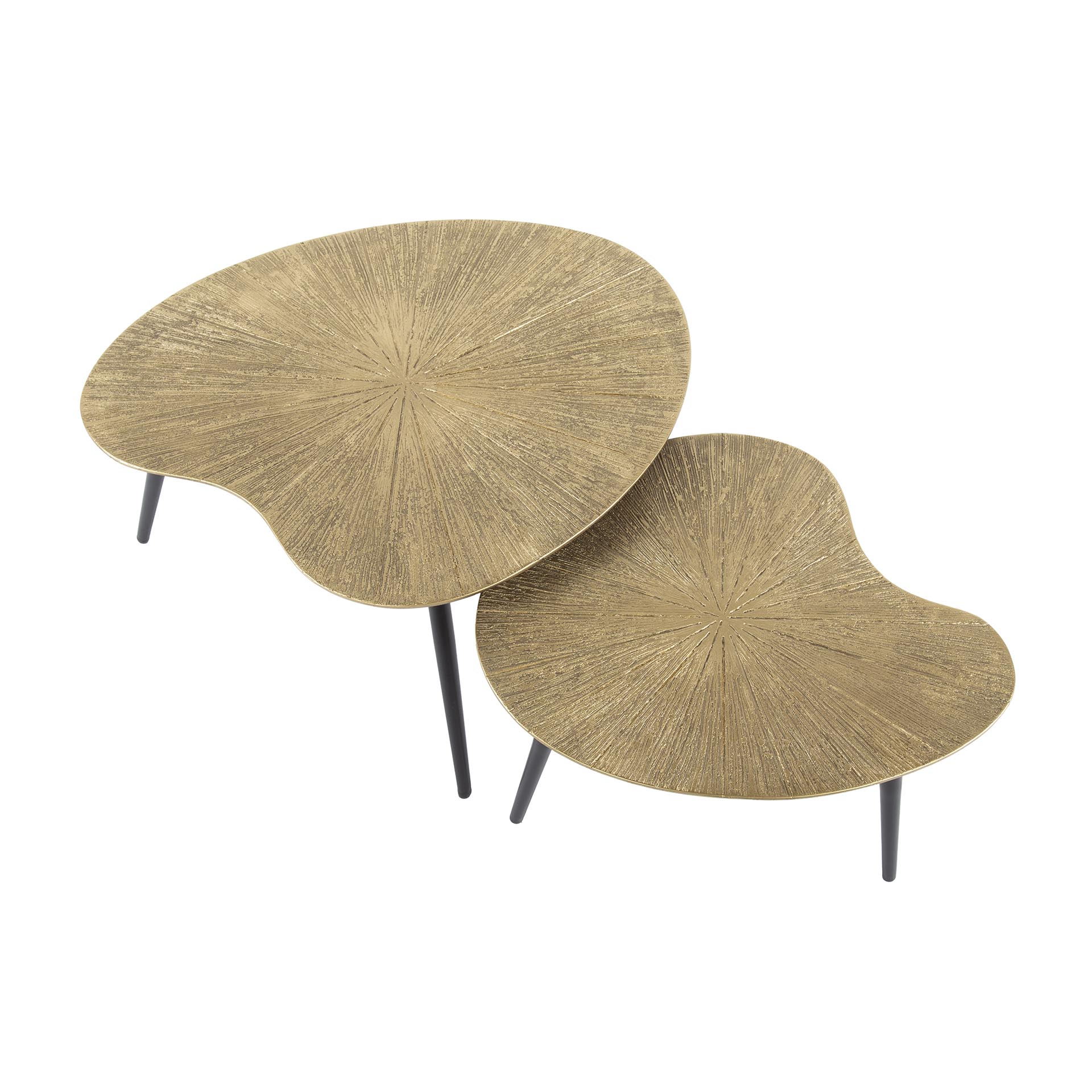 Coffee table Ray kidney-shaped - set of 2 - antique gold