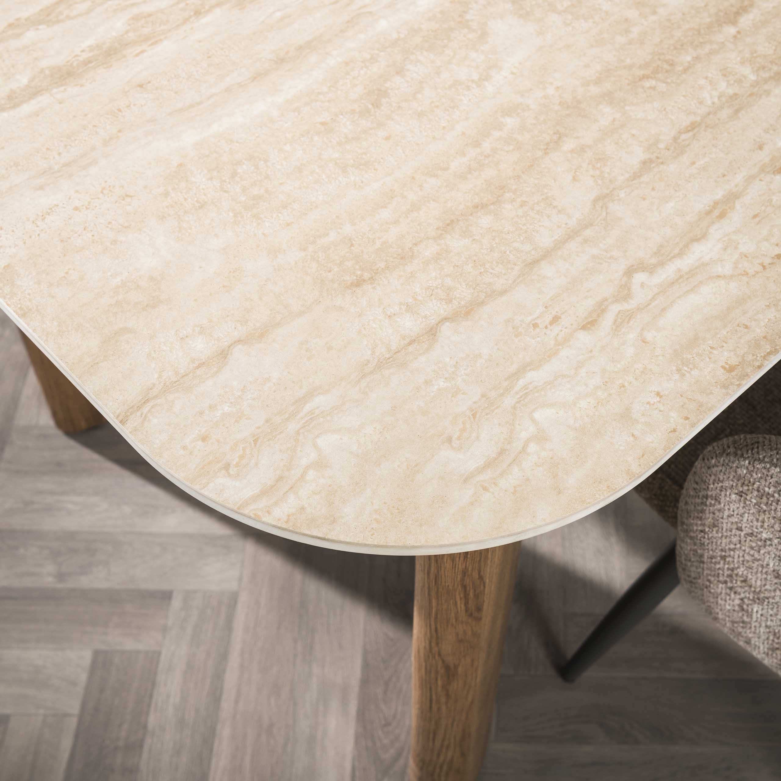 Mesa de comedor Romano Curvo 180 cm - Cerámica travertino