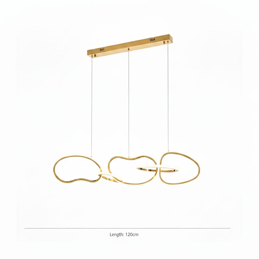 Hanging lamp Aurora – Design 5 rings Gold 120 cm