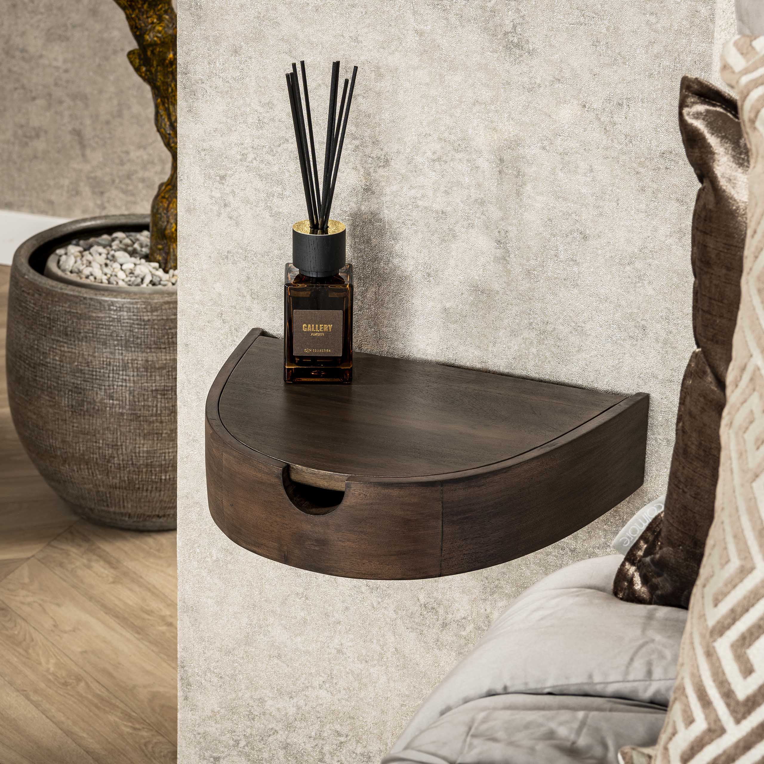 Bedside table Cove floating 1 drawer - set of 2 - acacia glaze