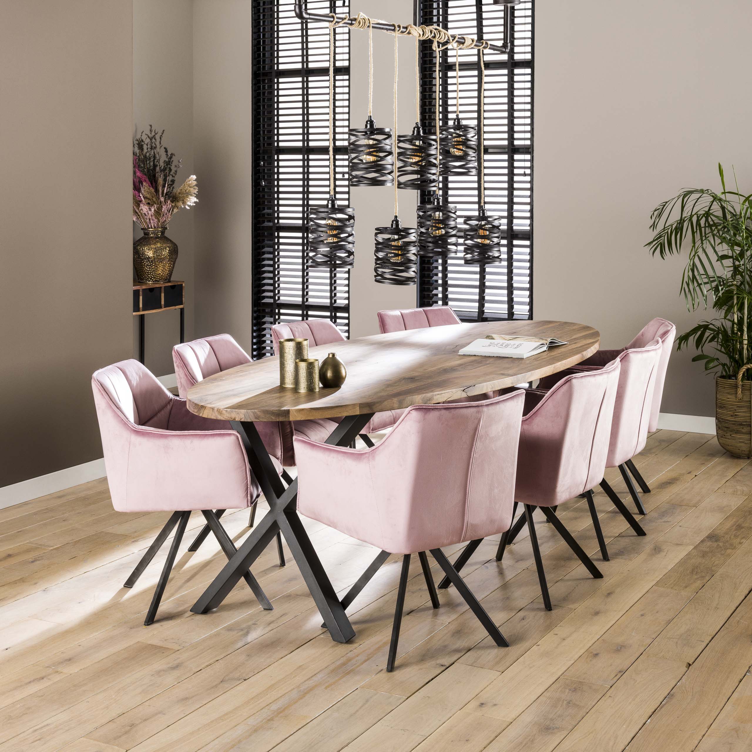 Sillón de rejilla giratorio. VPE2 / Terciopelo rosa