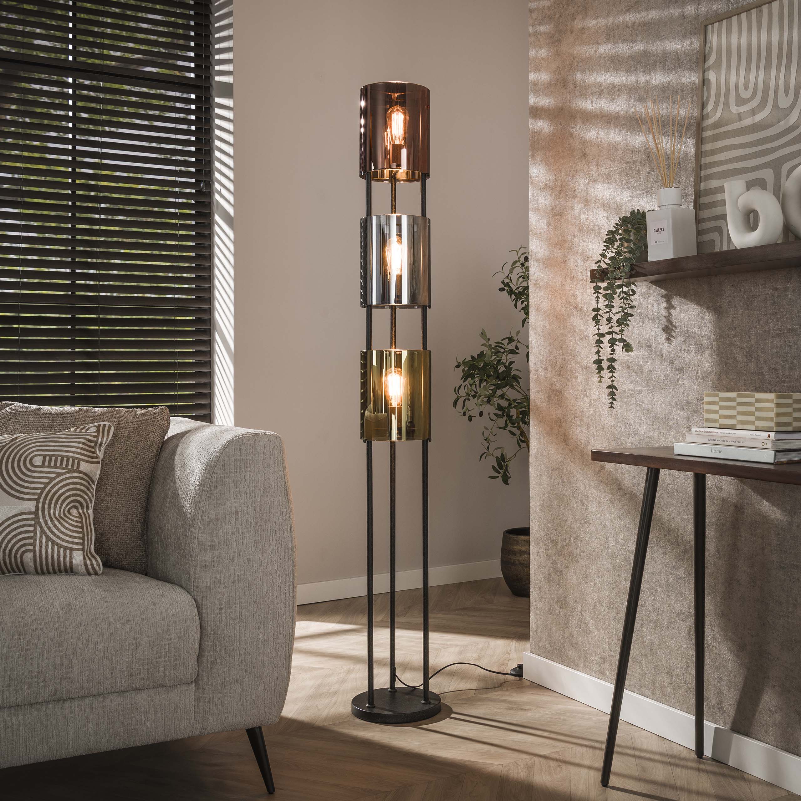 Floor lamp Lucente Tricolore 3-light - Artic black
