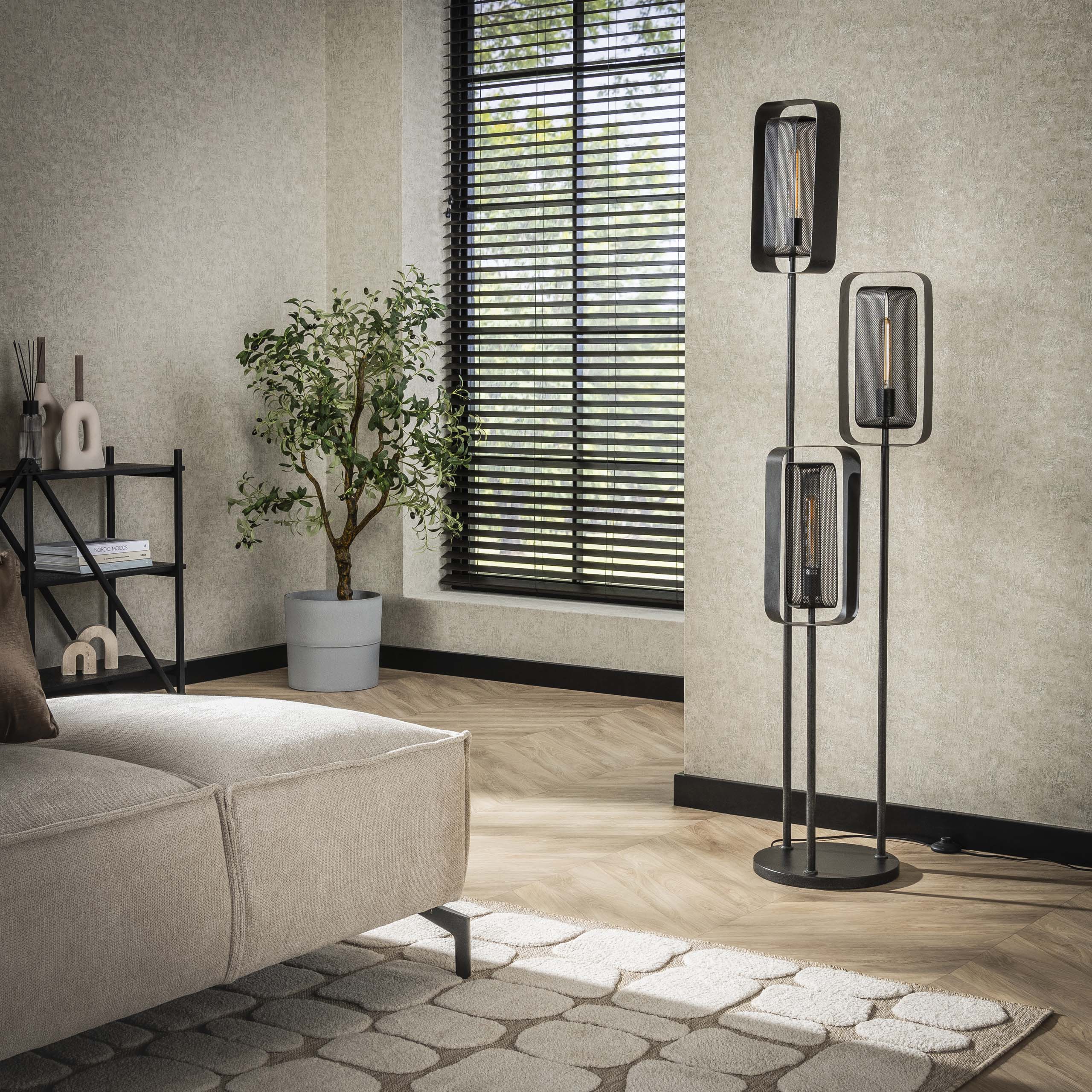 Floor lamp Mesh Rotate stepped 3-light Artic black
