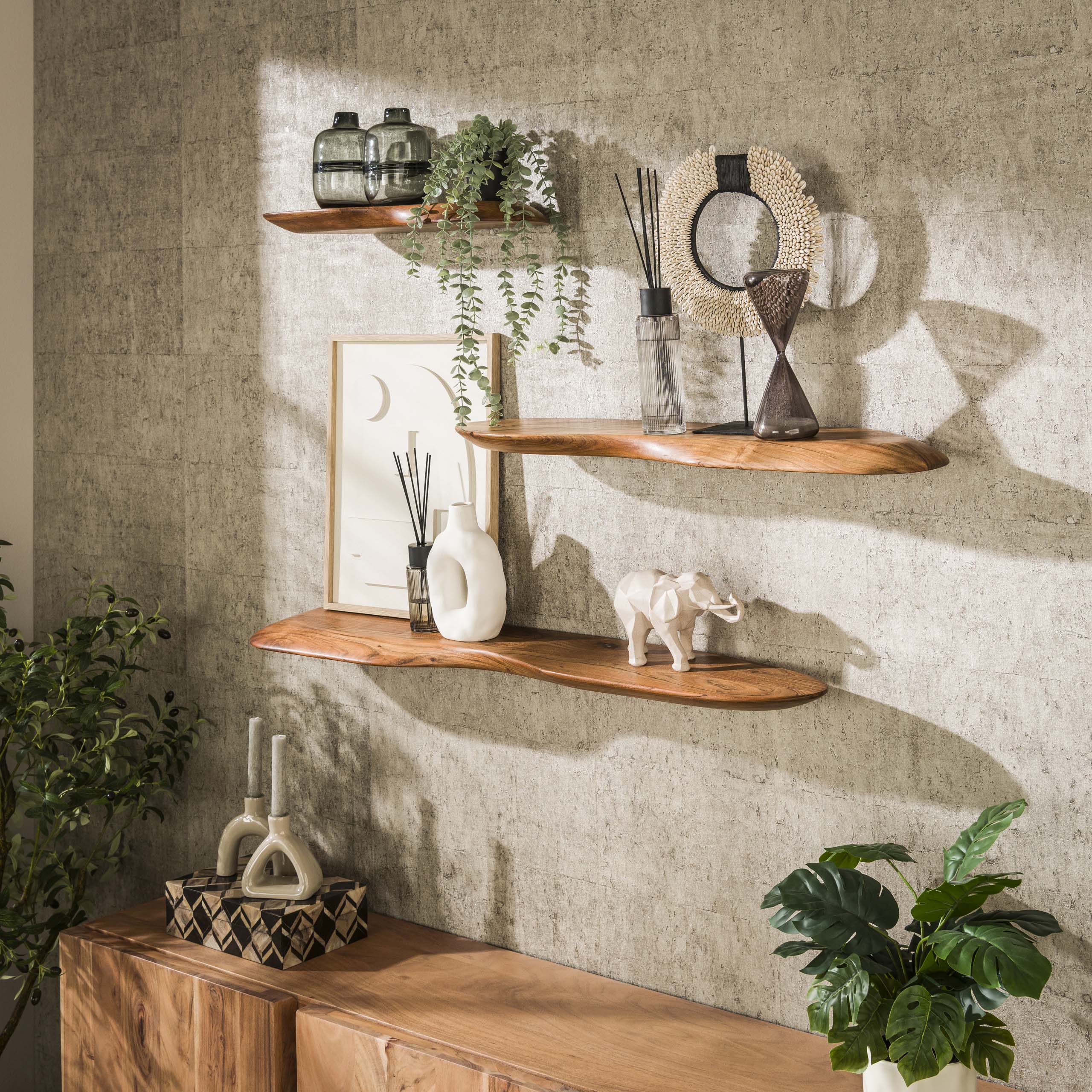 Wall shelf 120 organic / Solid acacia natural