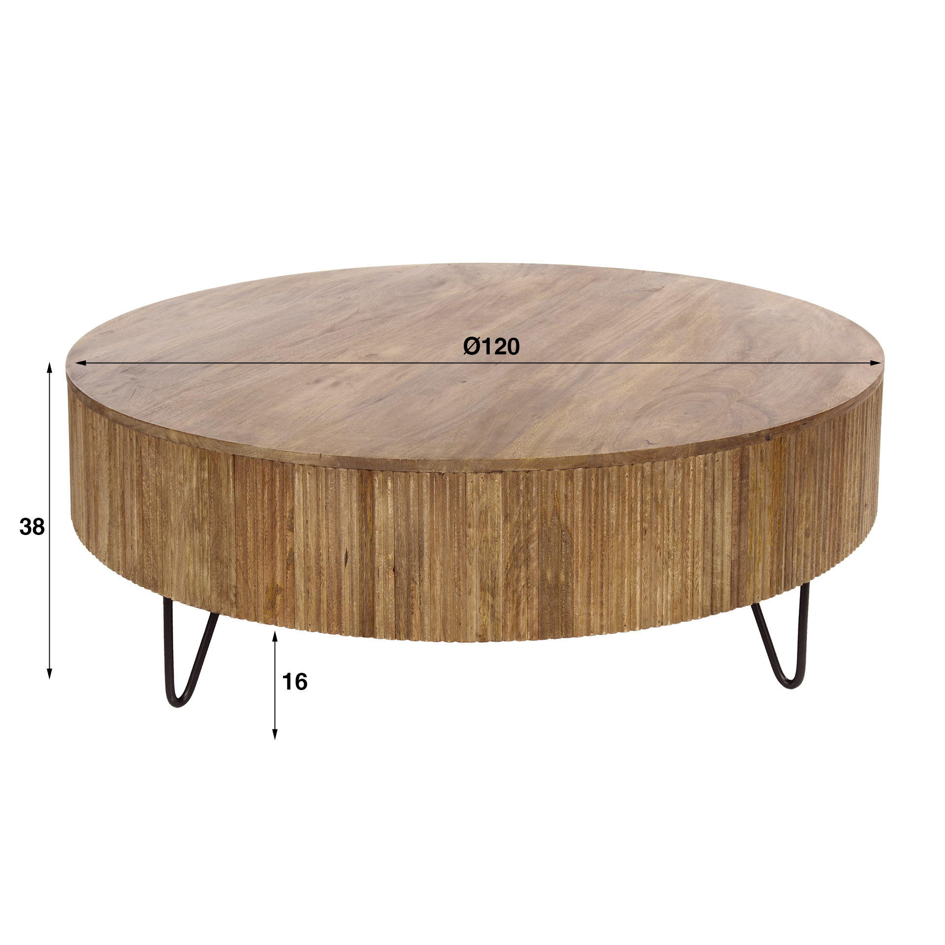 Coffee table Wave Ø120 cm - Solid mango sand