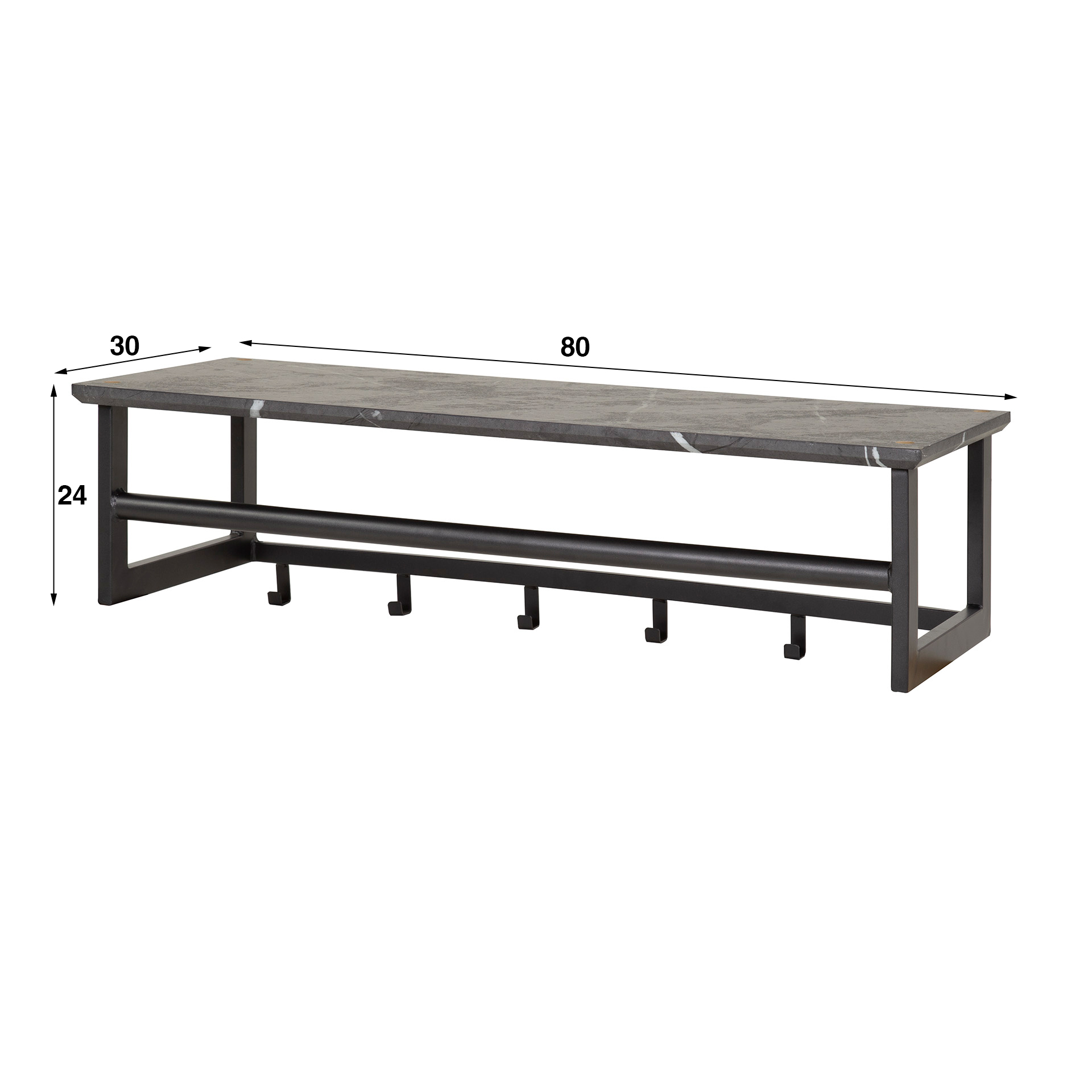 Coat rack rod 6 angled / 3D black brown