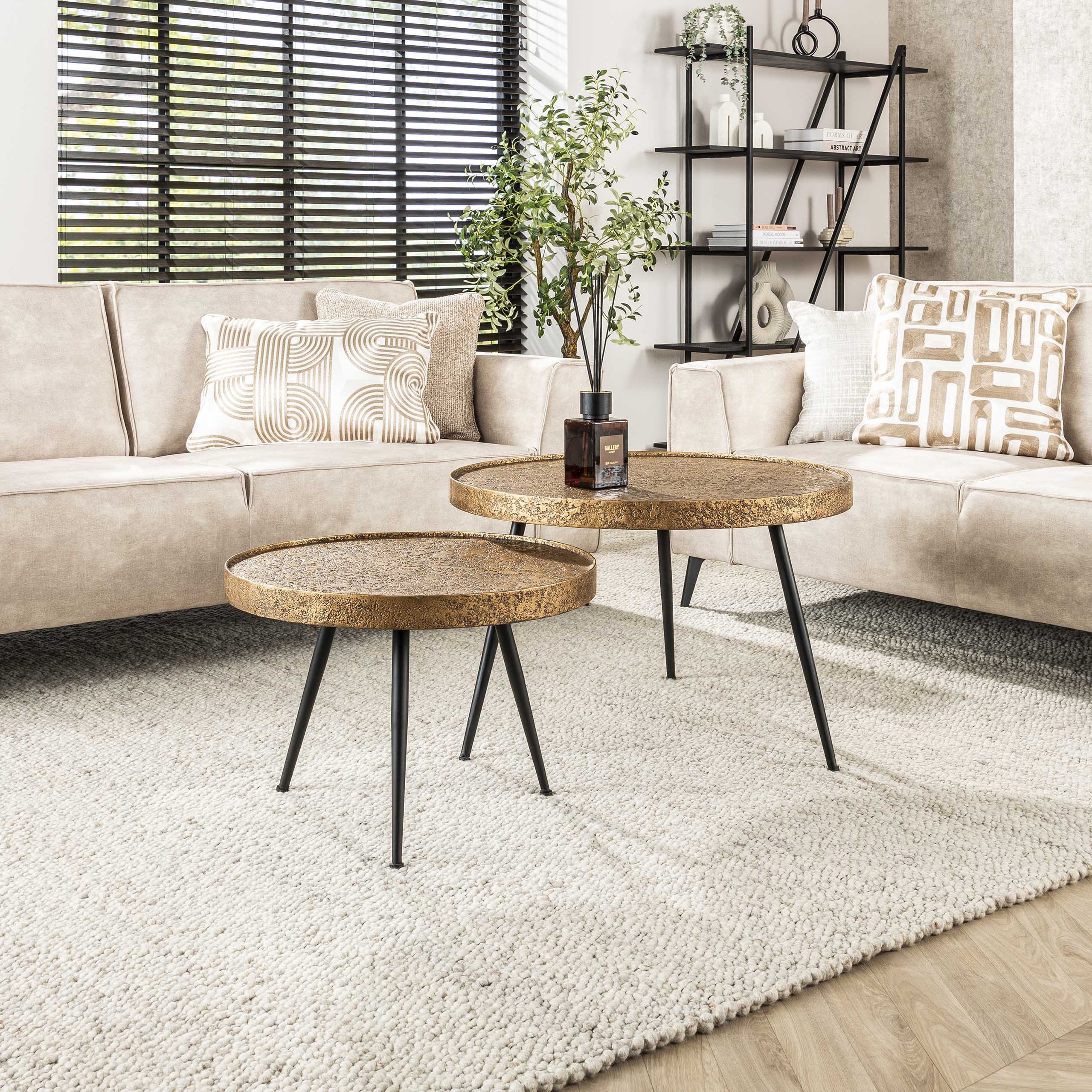 Coffee table Acier gold Ø55 set/2