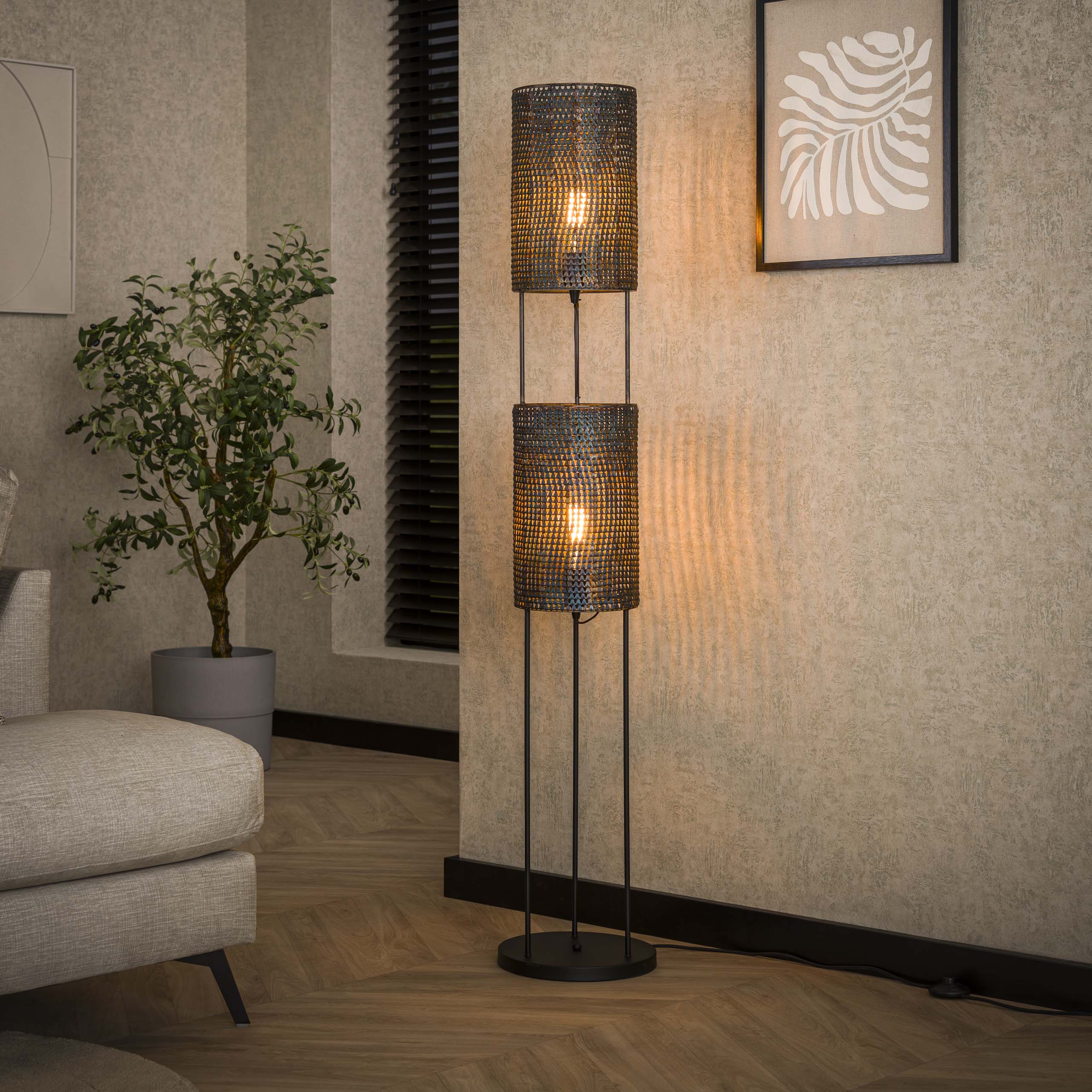 Floor lamp 2L Cylinder Mesh