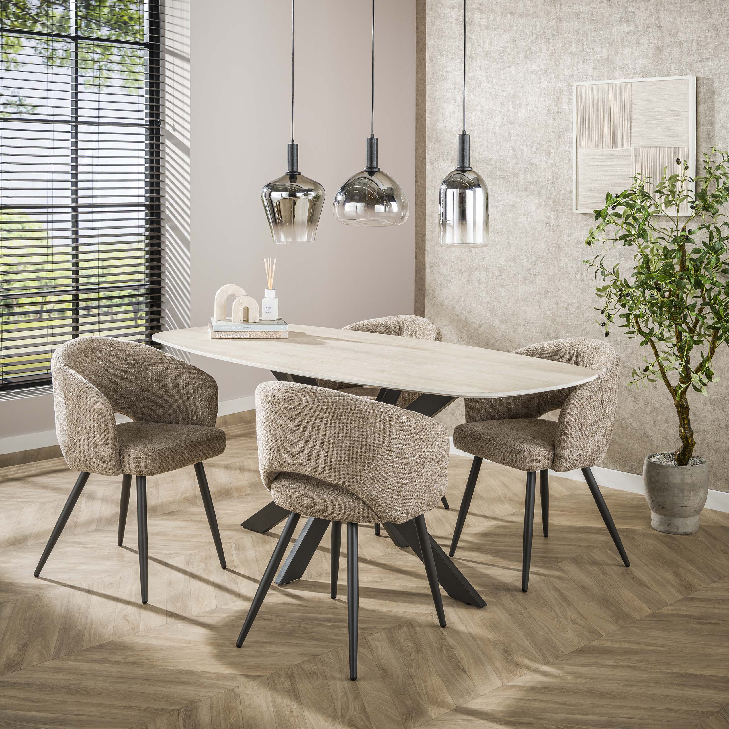 Mesa de comedor Romano Cross ovalada danesa 180 cm - Cerámica 3D