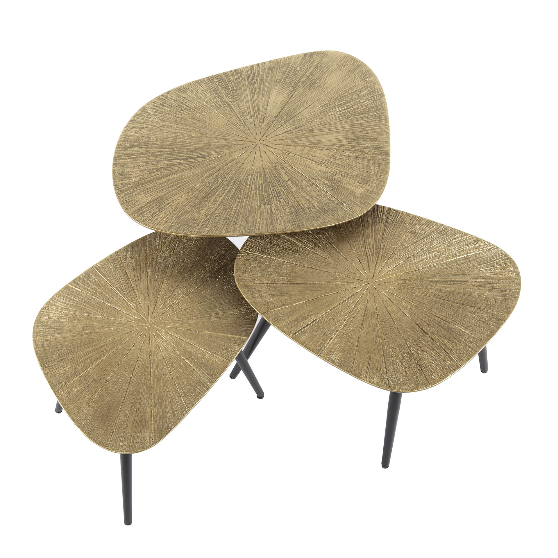 Coffee table Ray quadrangular - Set of 3 - Antique gold