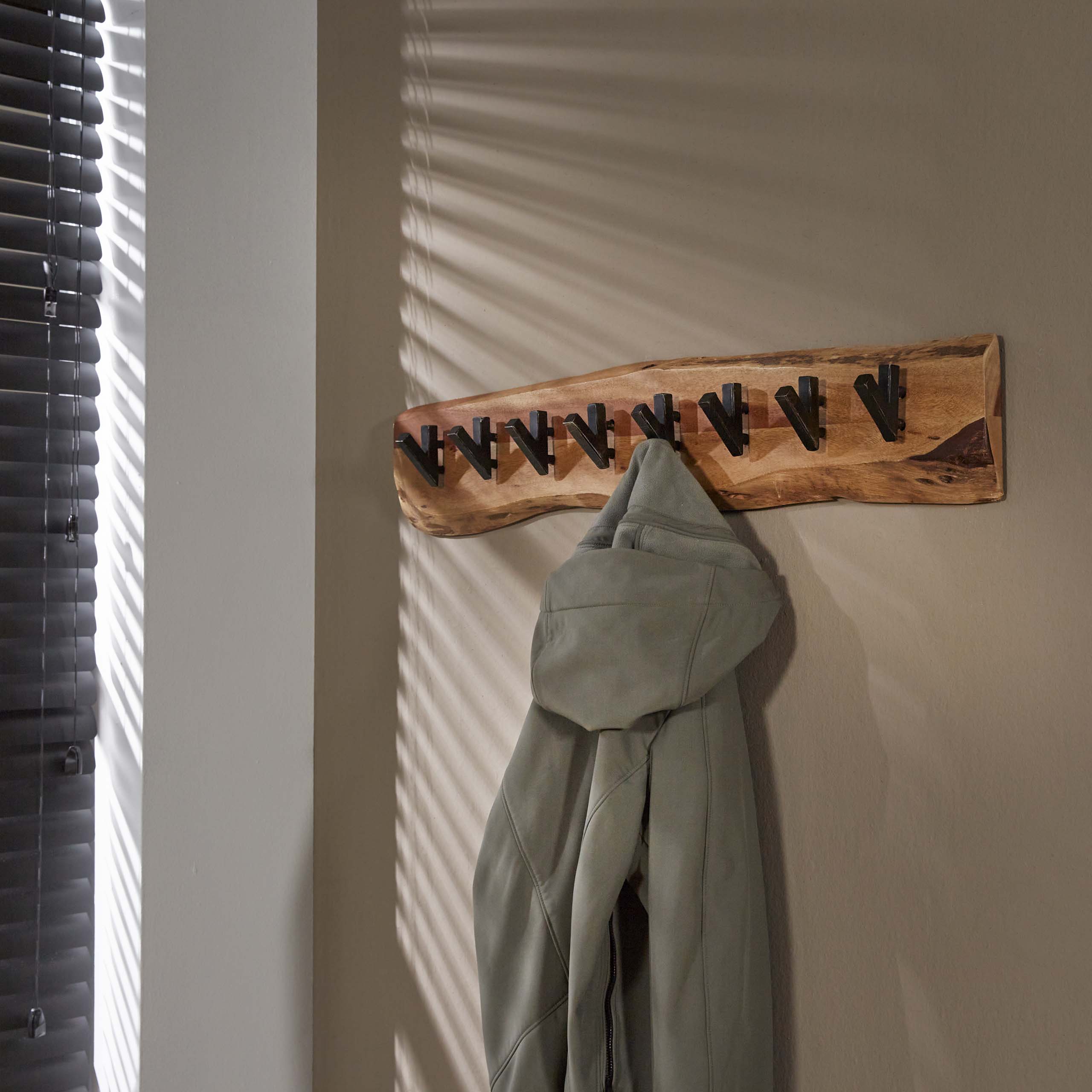 Coat rack Long Wood 8 hooks