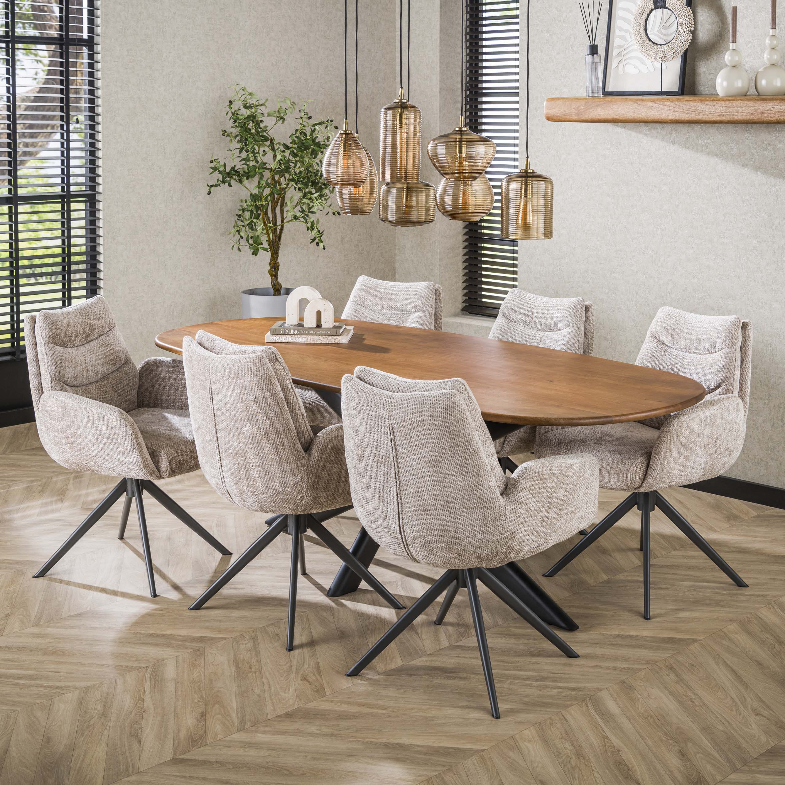Armchair Lounge swivel - set of 2 - Hoven sand