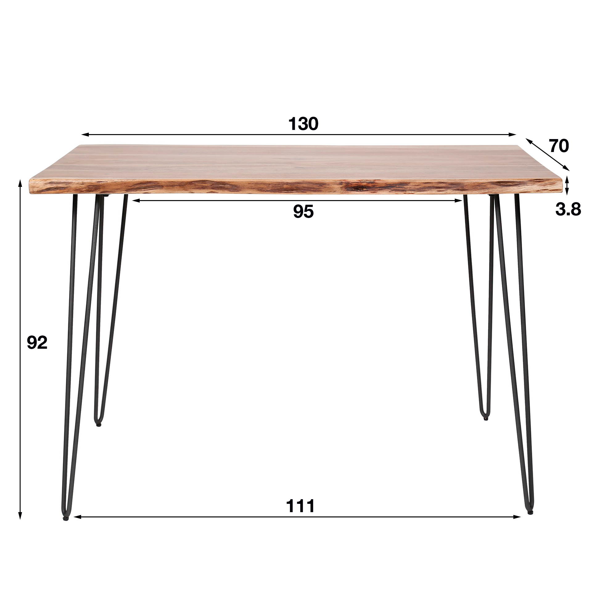 Borde de mesa de bar 130 / Acacia maciza natural