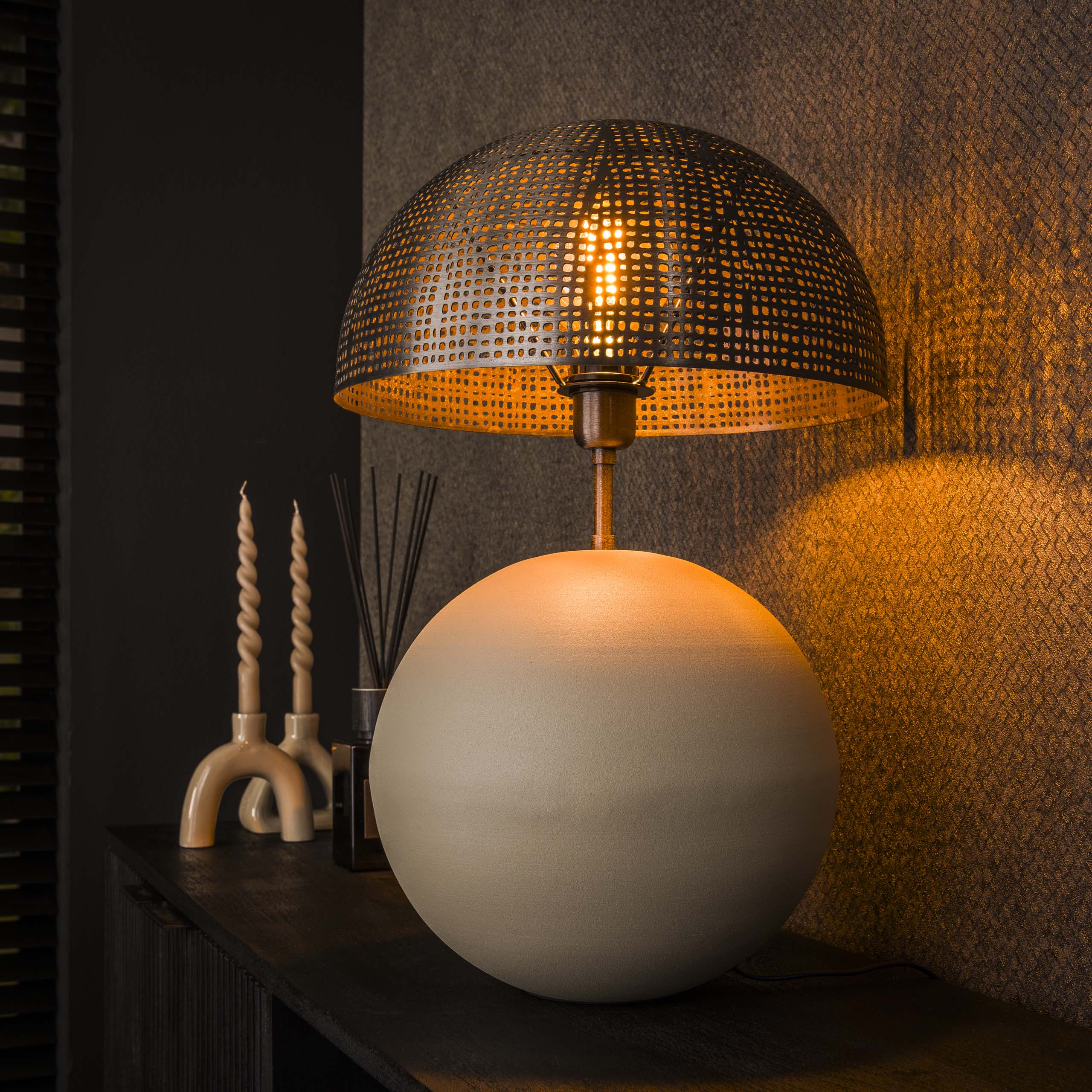 Table lamp 1L sphere natural L / Natural gray