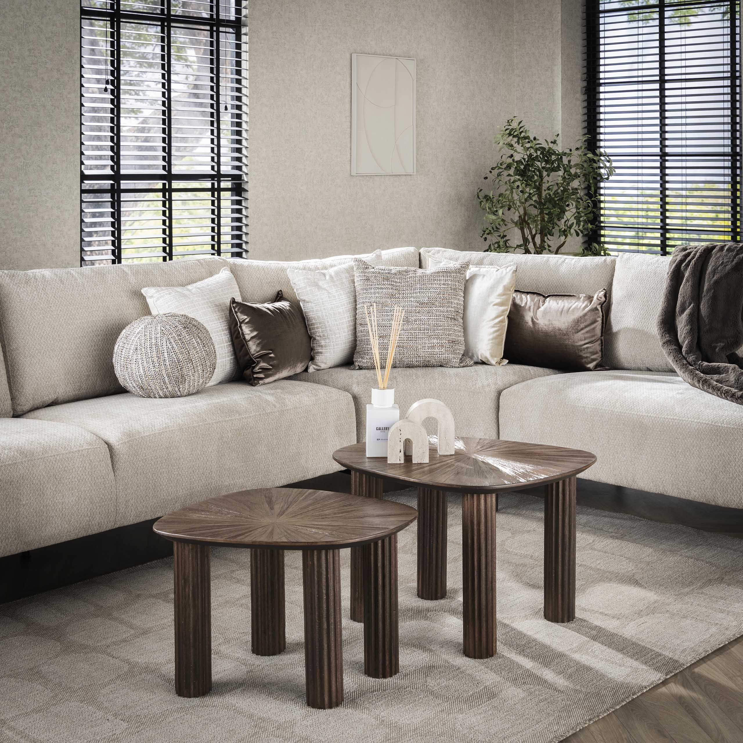 Coffee table Maya teak quadrangular - set of 2