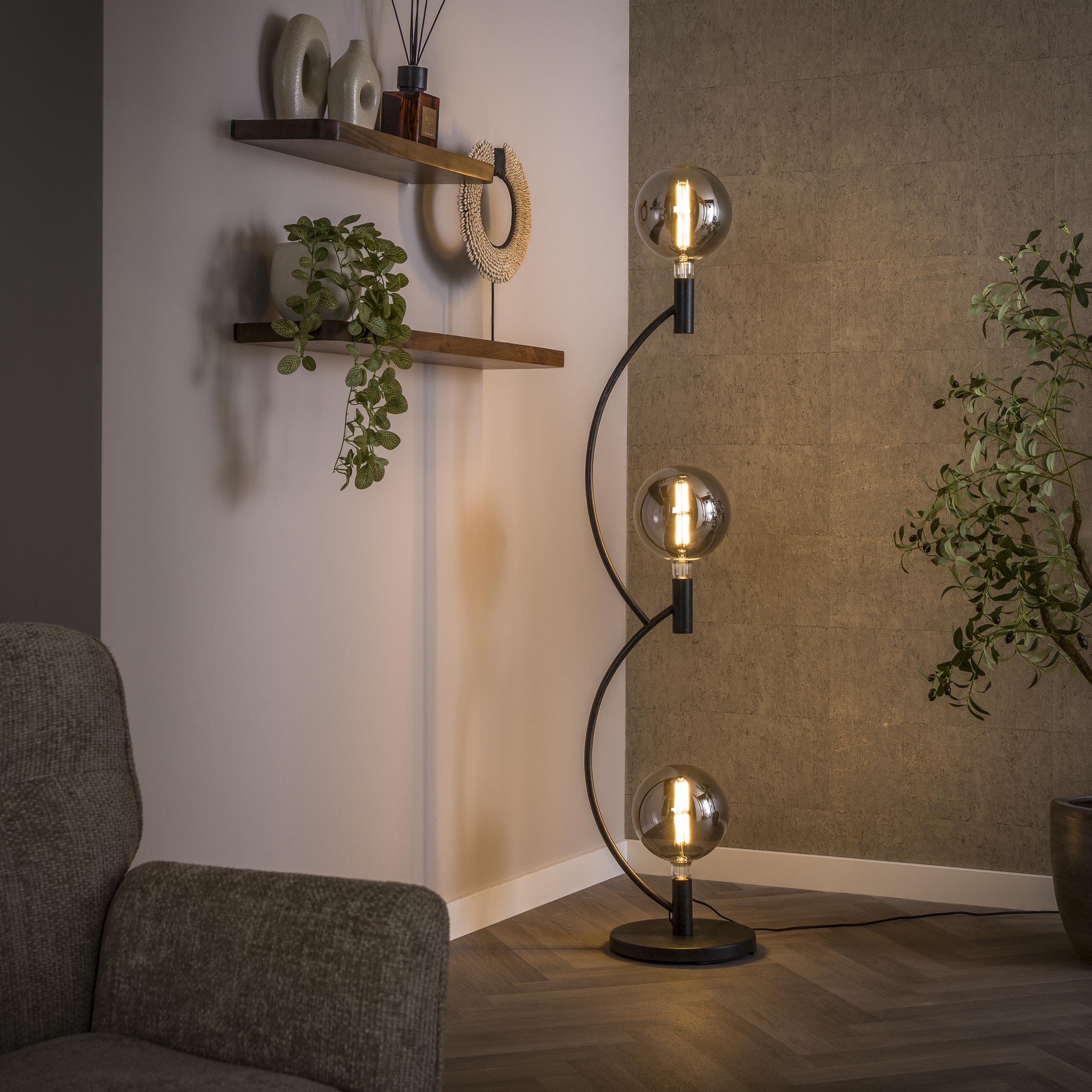 Floor lamp Arcus 3-light - Artic black