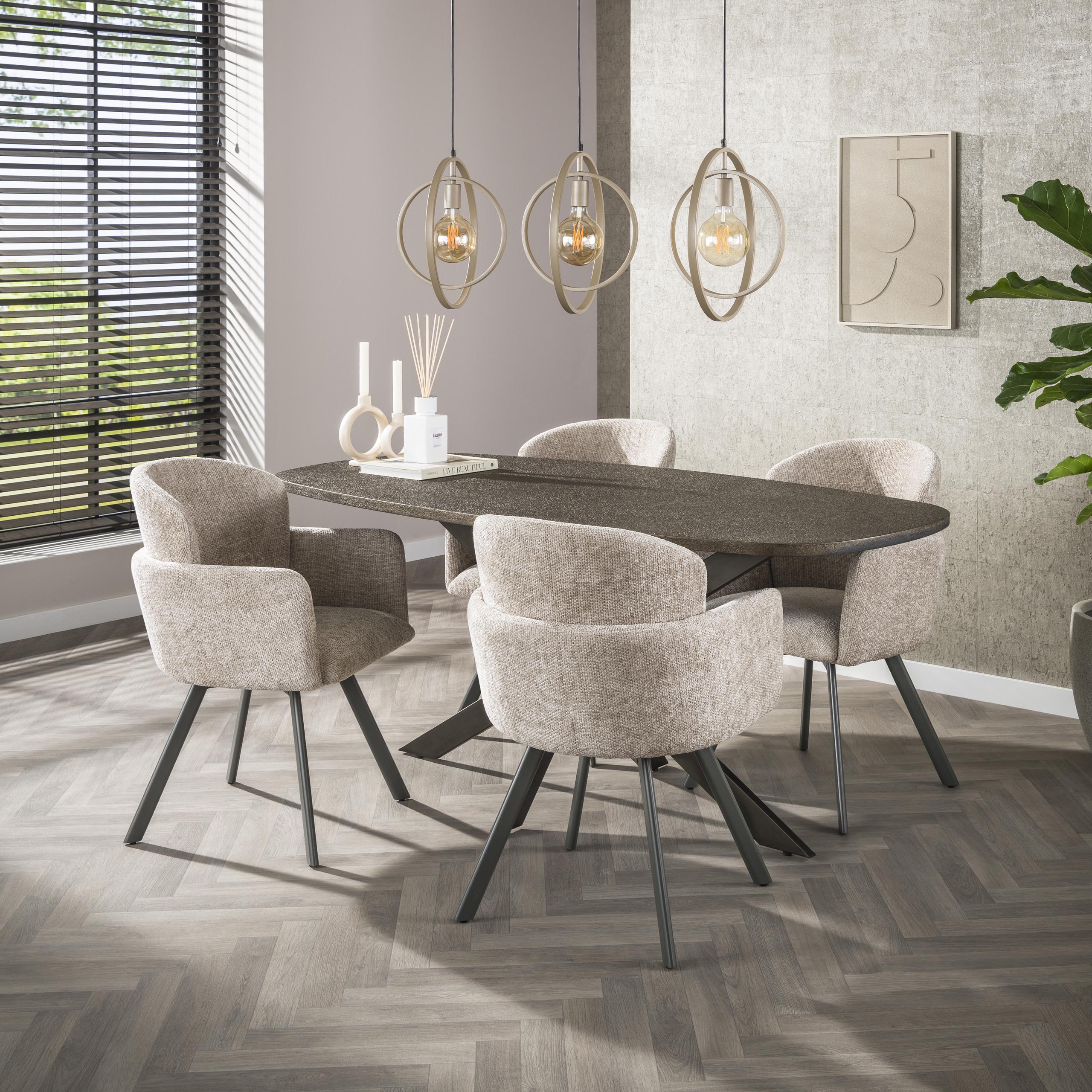 Bronvik Danish oval dining table 180 cm - Bronze Liquid Metal