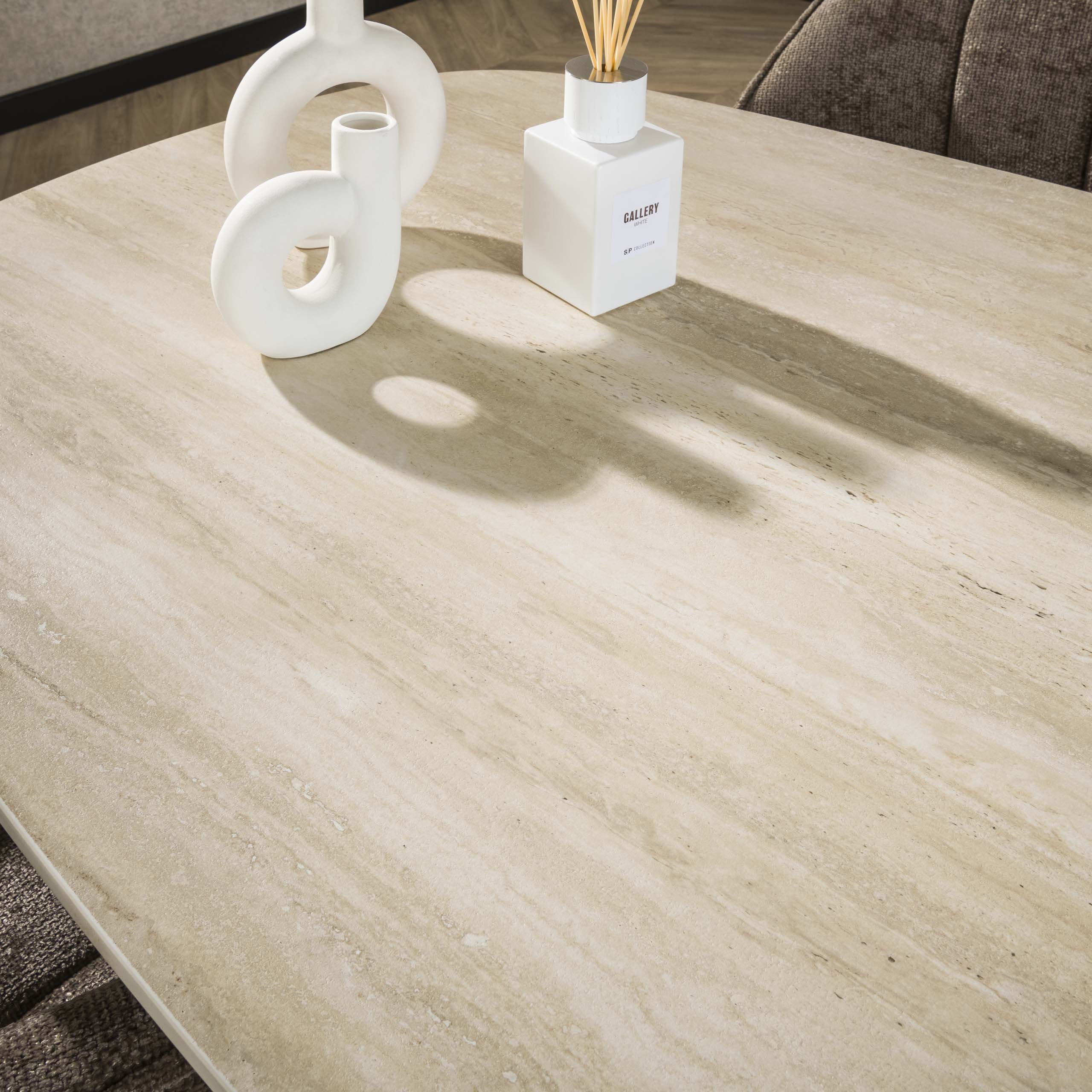 Romano Cross oval dining table 215 cm - 3D ceramic travertine