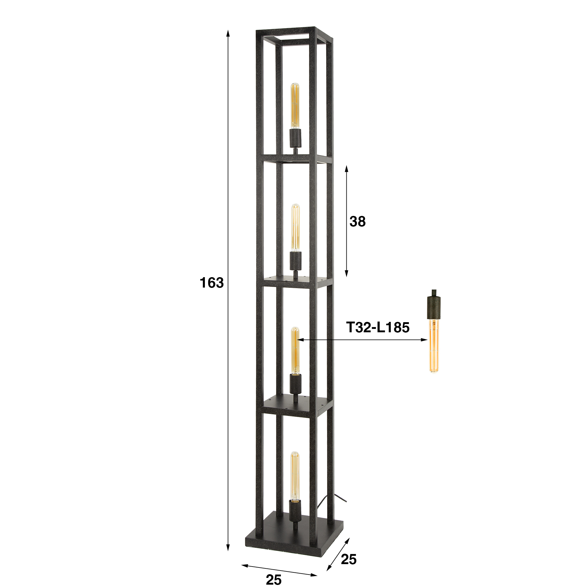 Floor lamp Quadra 4-light - Artic black