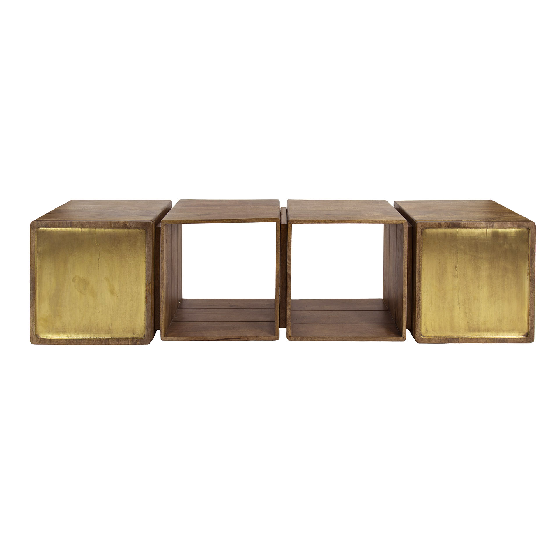Sideboard Brass 2 doors - Solid mango sand color